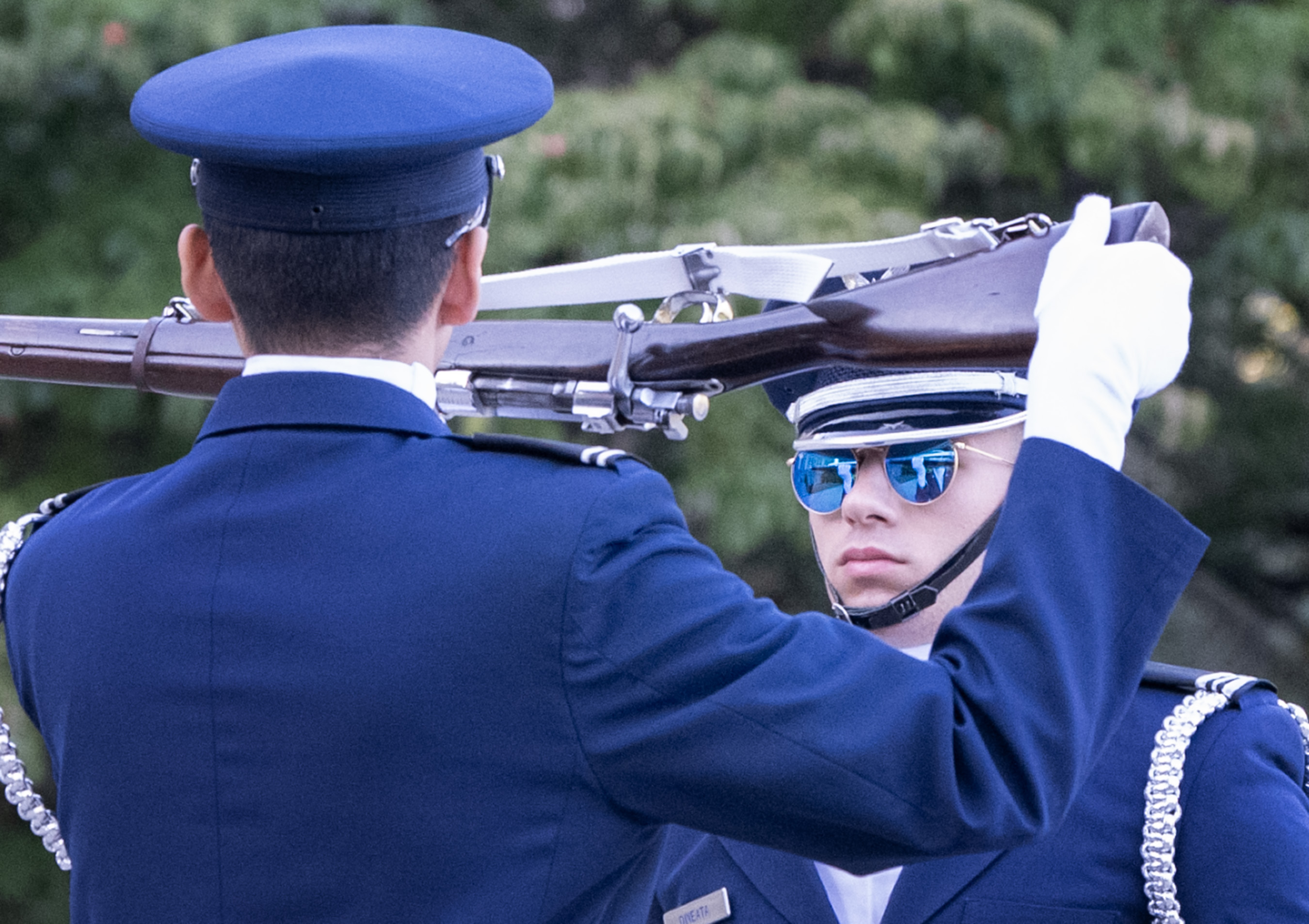 Air Force honor guard weapon inspection