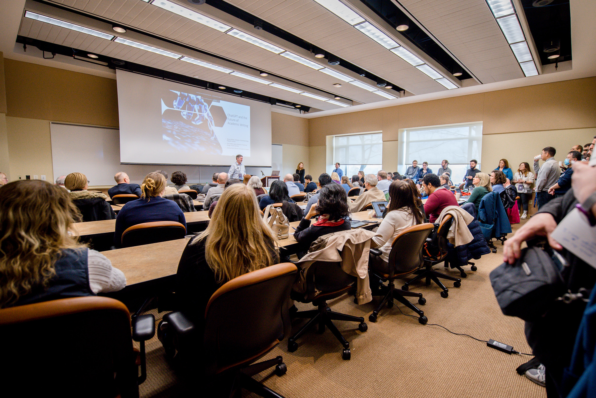 Attendees listen to a presentation on ChatGPT during the 2023 TLT Symposium at the Penn Stater Hotel and Conference Center.