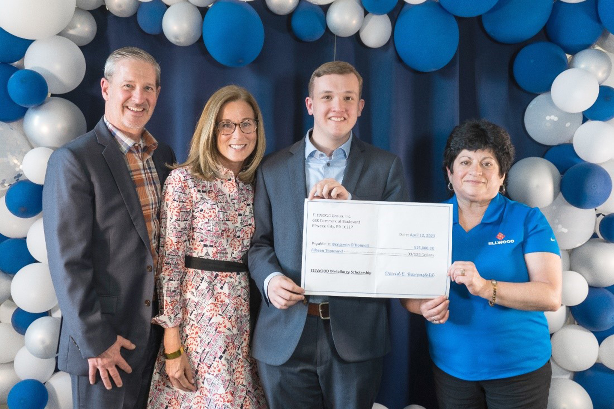 Penn State undergraduate student Benjamin O’Donnell receives the 2023 Ellwood Metallurgy Scholarship