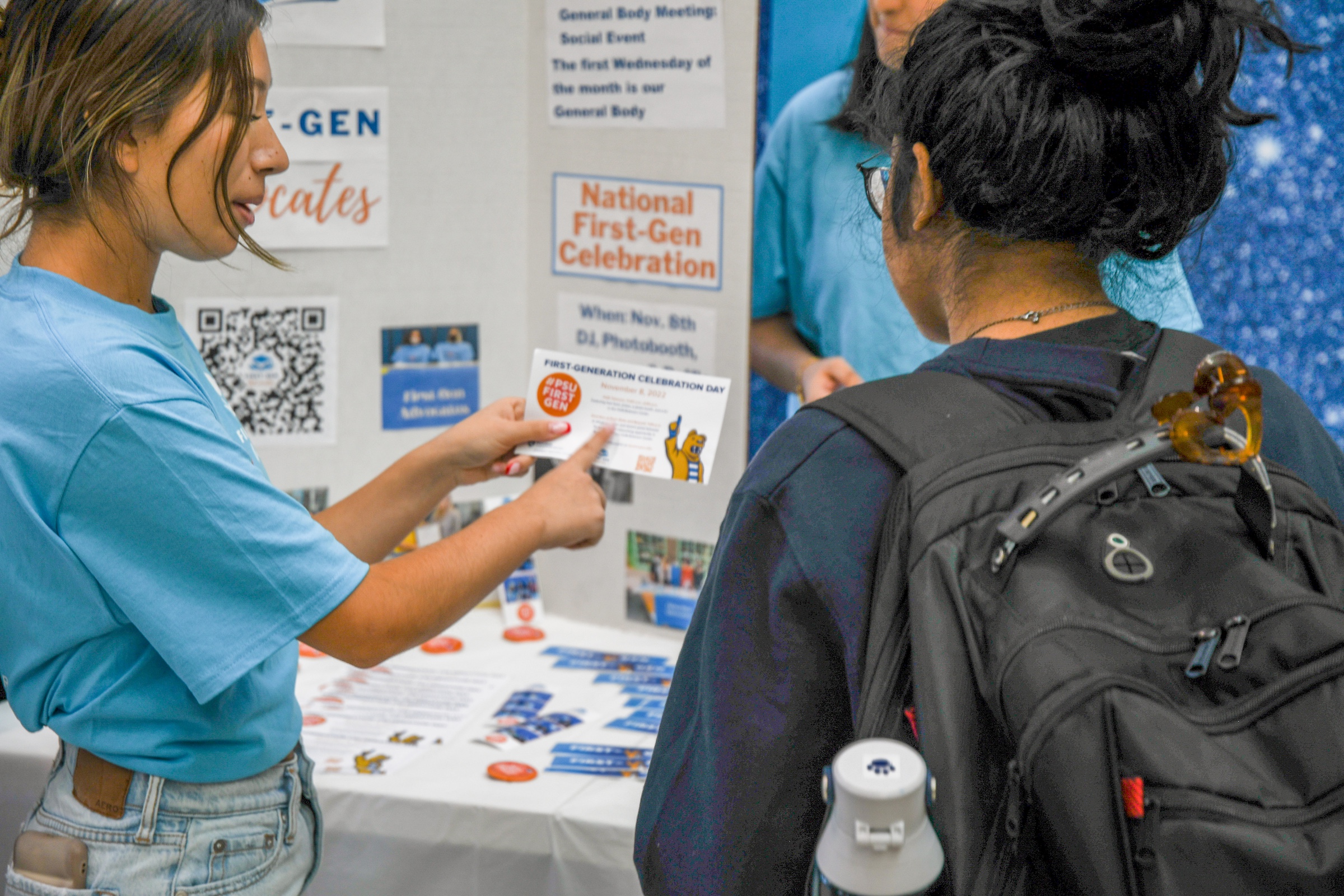 Students interacting at a 2022 tabling event