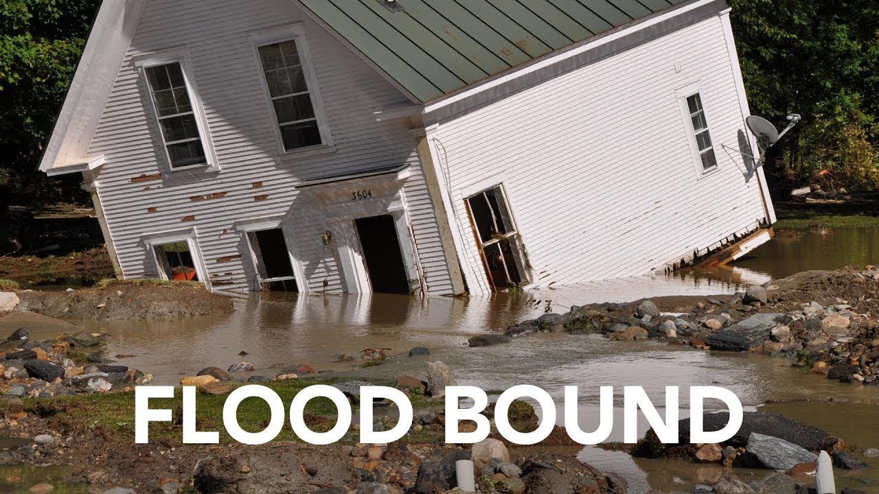 Image of house torn from foundation by river flooding from film "Flood Bound"