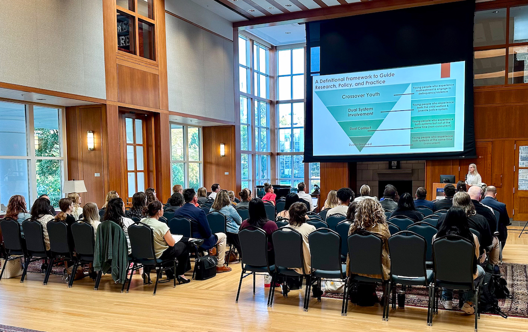 Denise Herz presents to group at Penn State's Hintz Alumni Family Center.