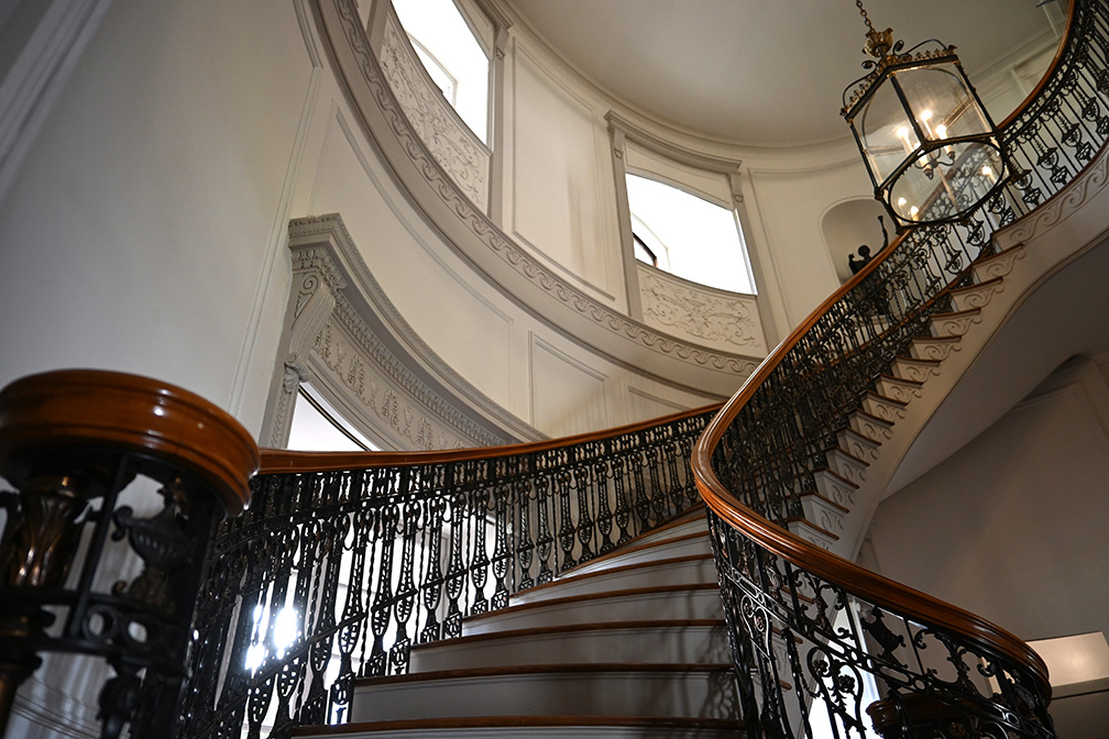 A photo of a grand staircase inside a mansion