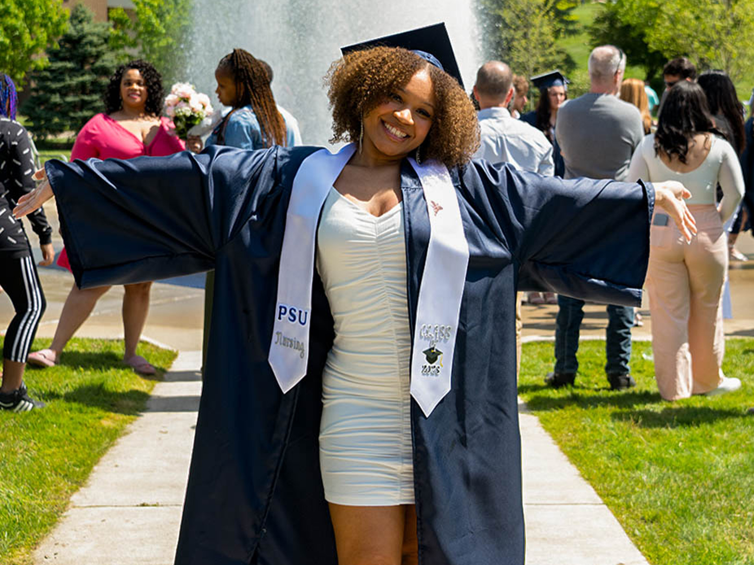 Nursing student celebrating graduation day