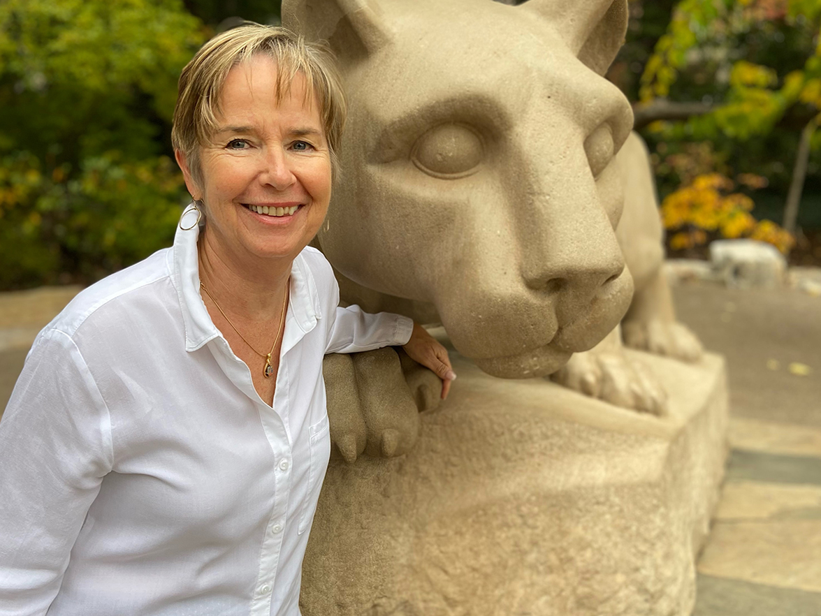 A photo of Bailey Symington at the Lion Shrine.