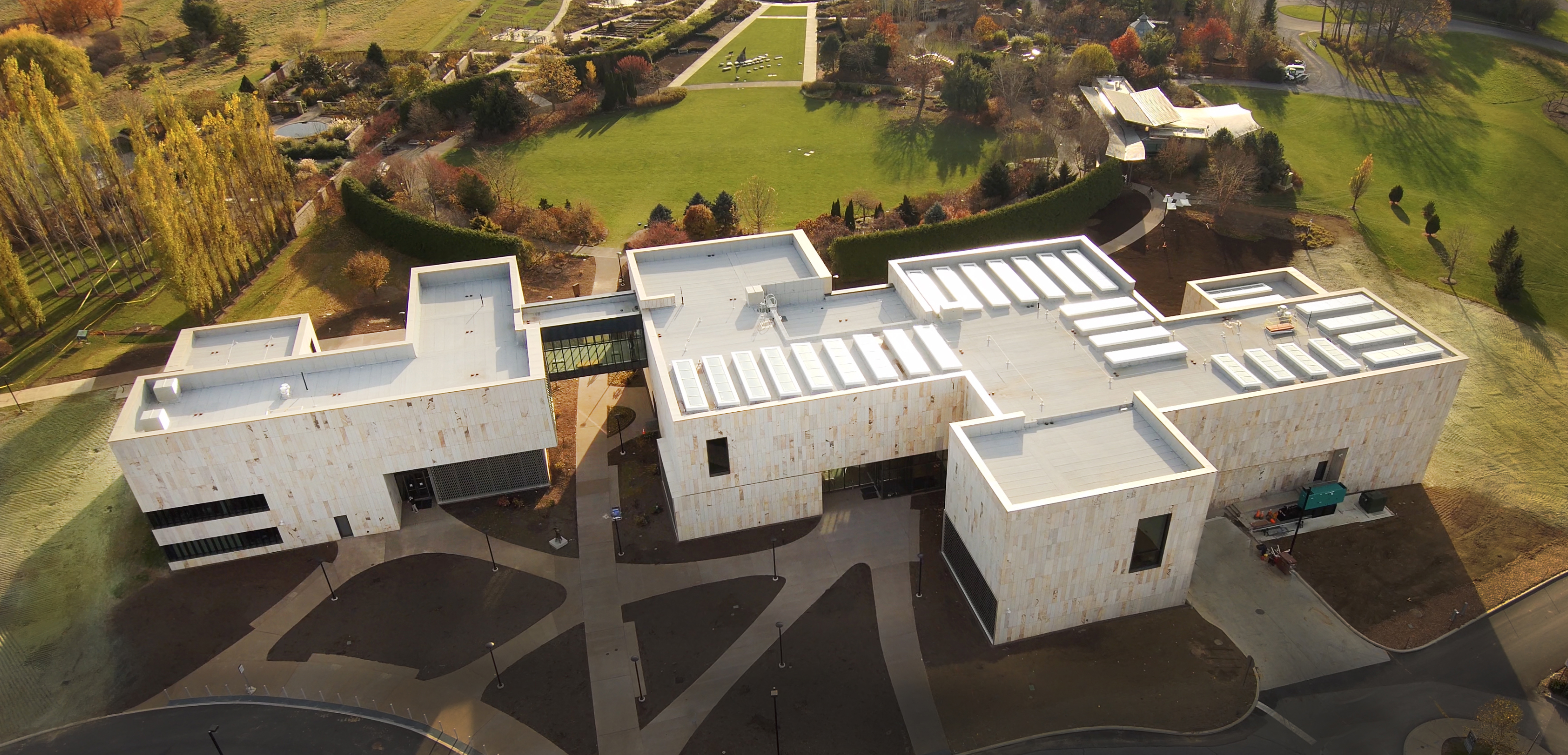 Aerial image of the new Palmer Museum of Art