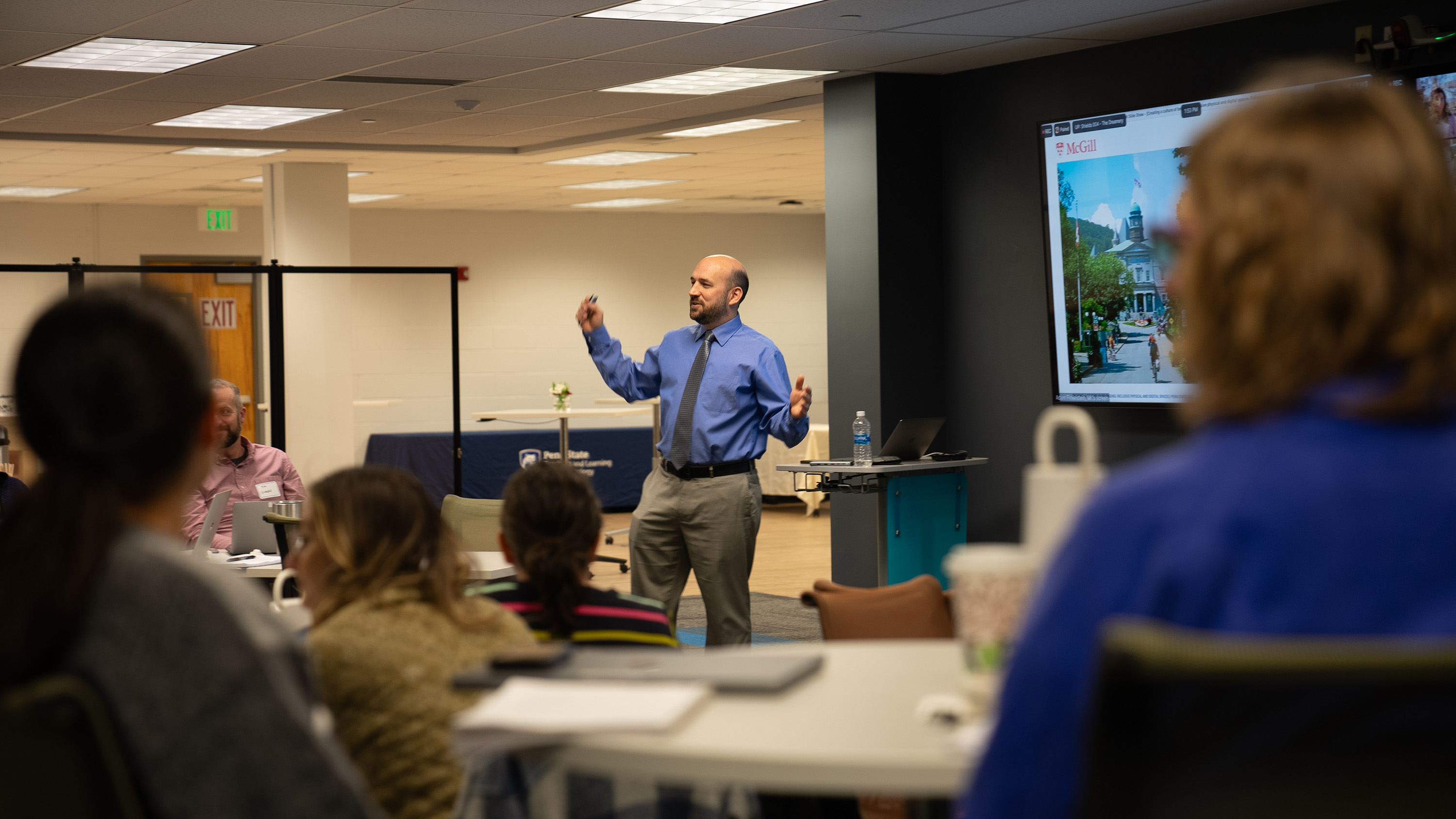 Adam Finkelstein from McGill University leads a 2023 session on Inclusive Learning Environments as a part of the Dreamery Speaker Series in the Dreamery on the University Park campus.