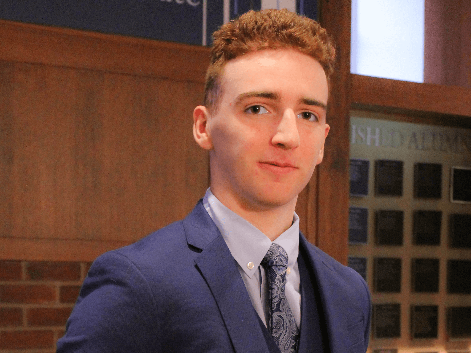 Emmanuel Kraft, a second-year Penn State student, poses for a headshot at the Hintz Alumni Center. 