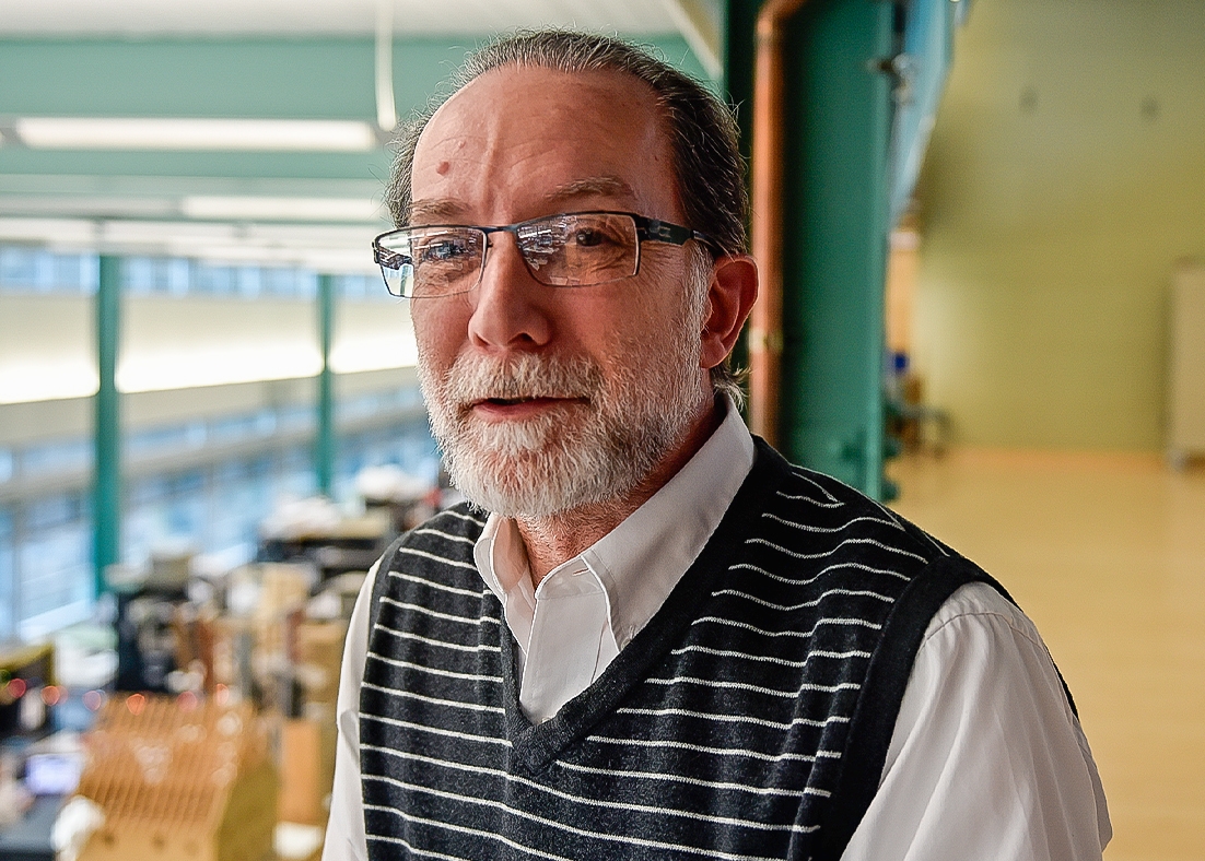 Henry Pisciotta on the mezzanine level of the Stuckeman Family Building.