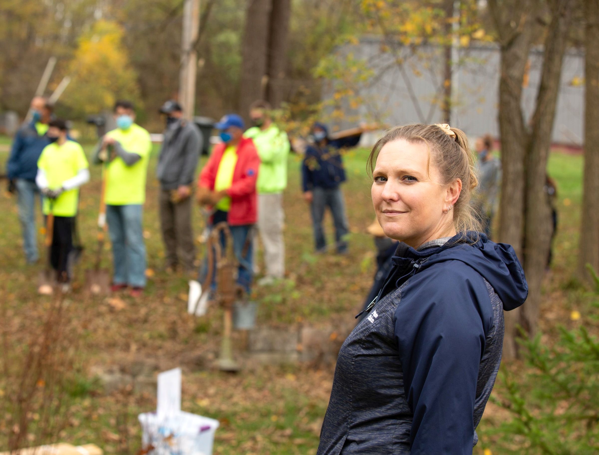 Jennifer Fetter oversees the installation of a riparian buffer