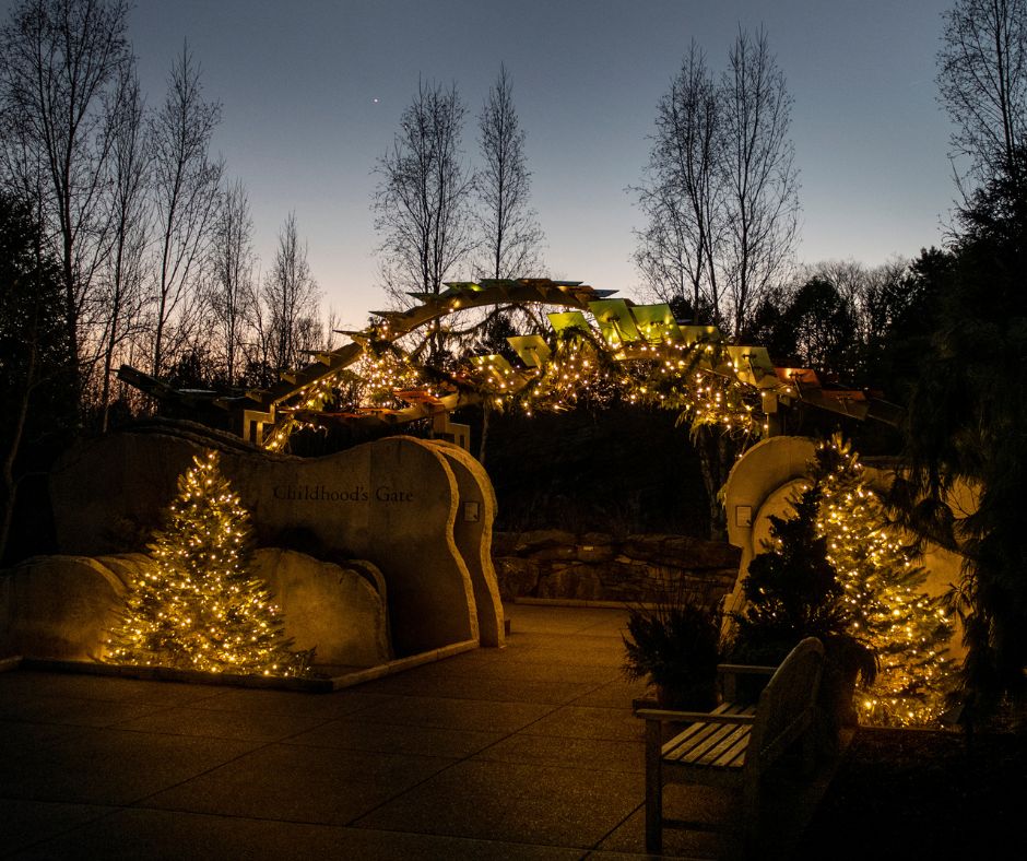 Holiday lights glow at the Penn State Arboretum children's garde 