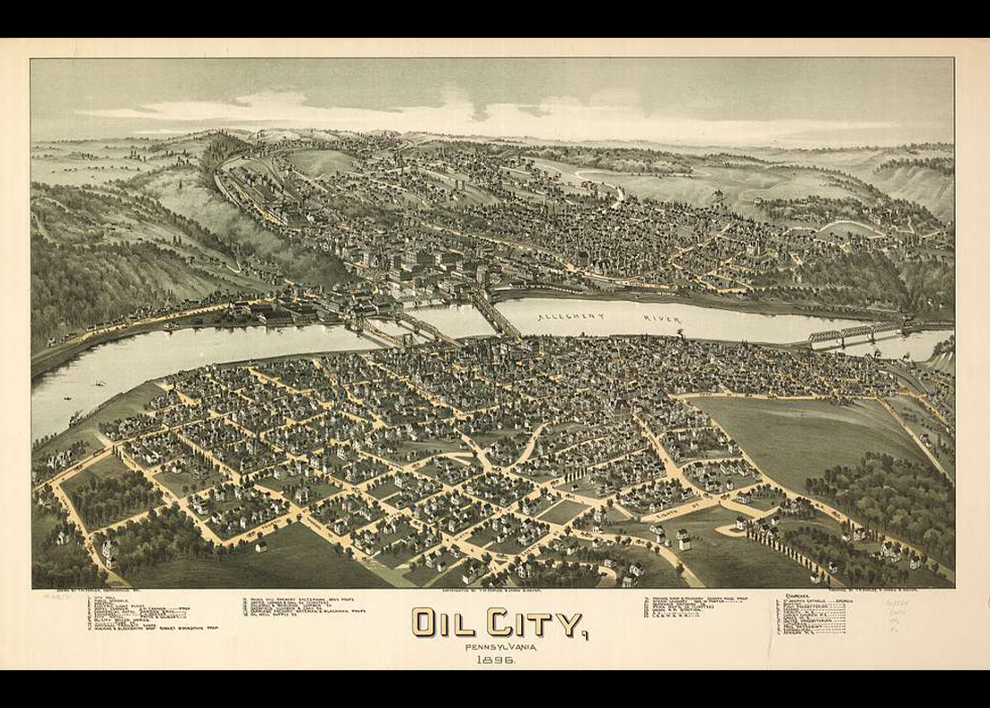 An 1896 map of Oil City, Pennsylvania. 