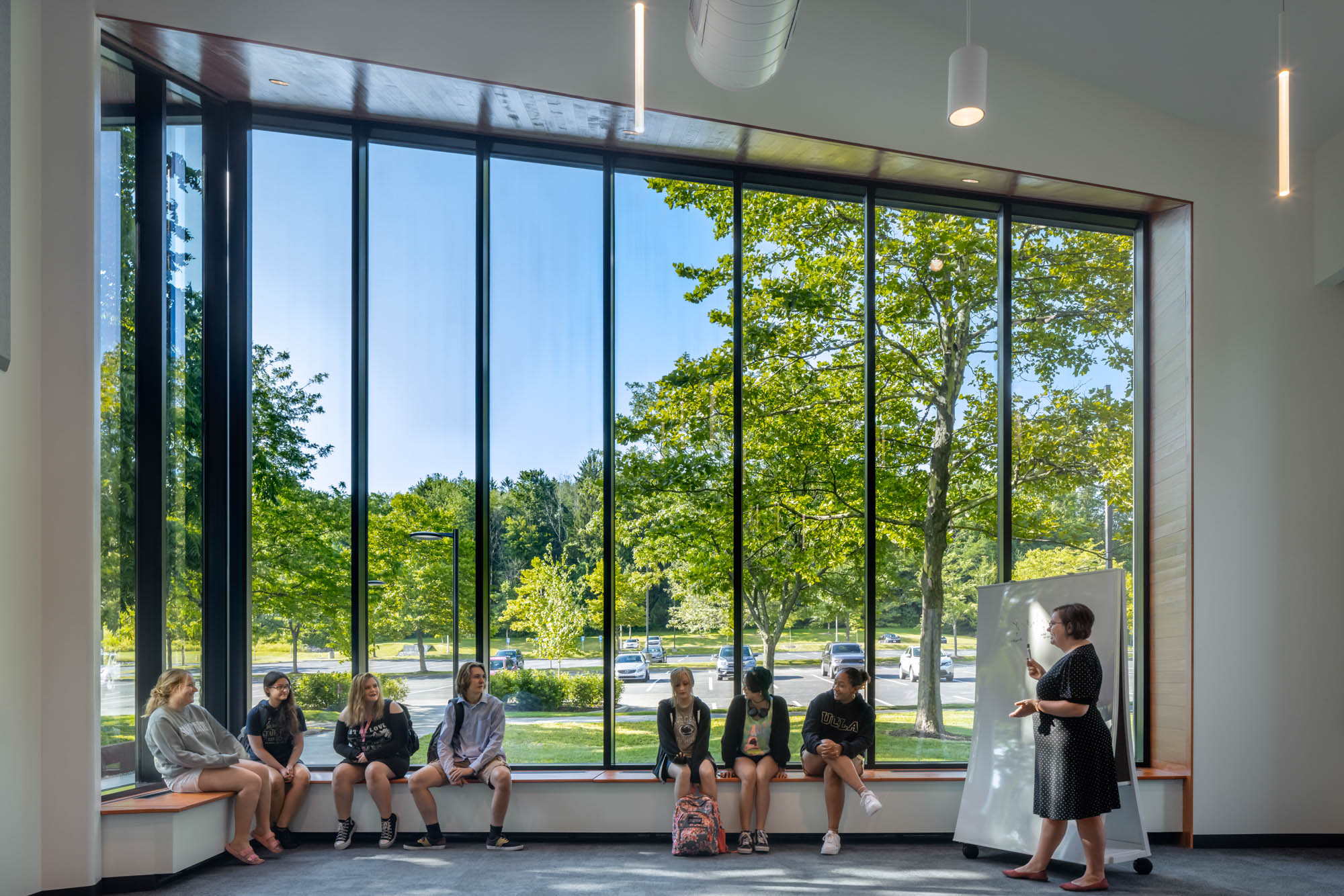 An interior view of the multipurpose room in the new Federal House at Penn State Behrend.