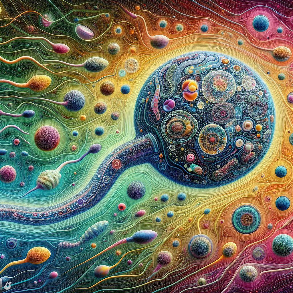 Abstract image of reproductive and microbial cells