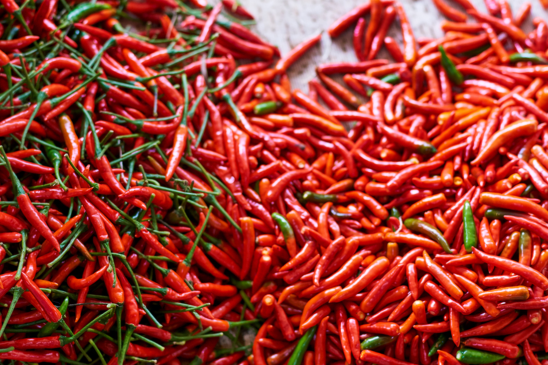 A pile of chili peppers