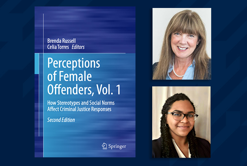 Cover of "Perceptions of Female Offenders, Vol. 1" next to headshots of Brenda Russel and Celia Torres