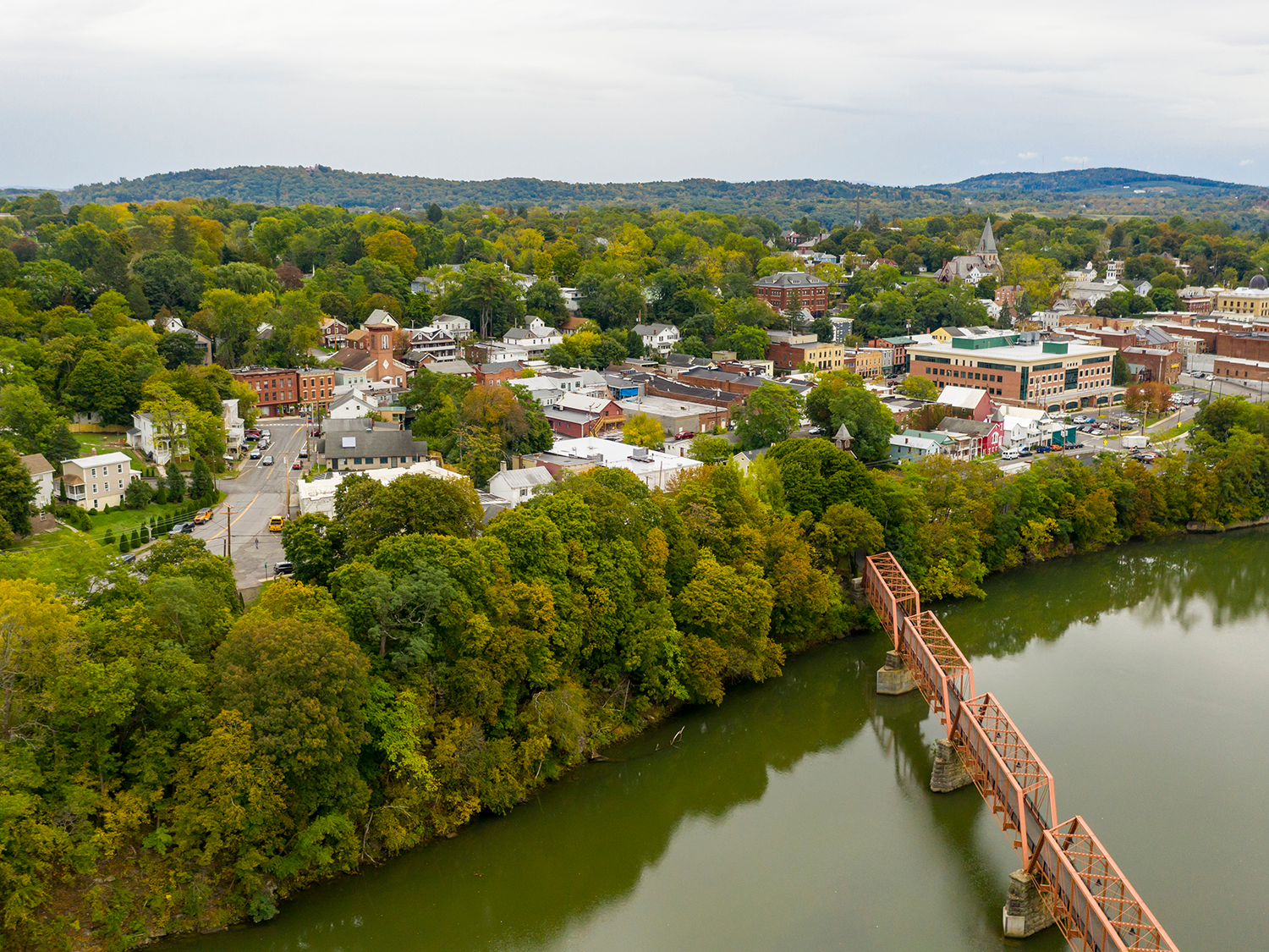 Rural town on a river.