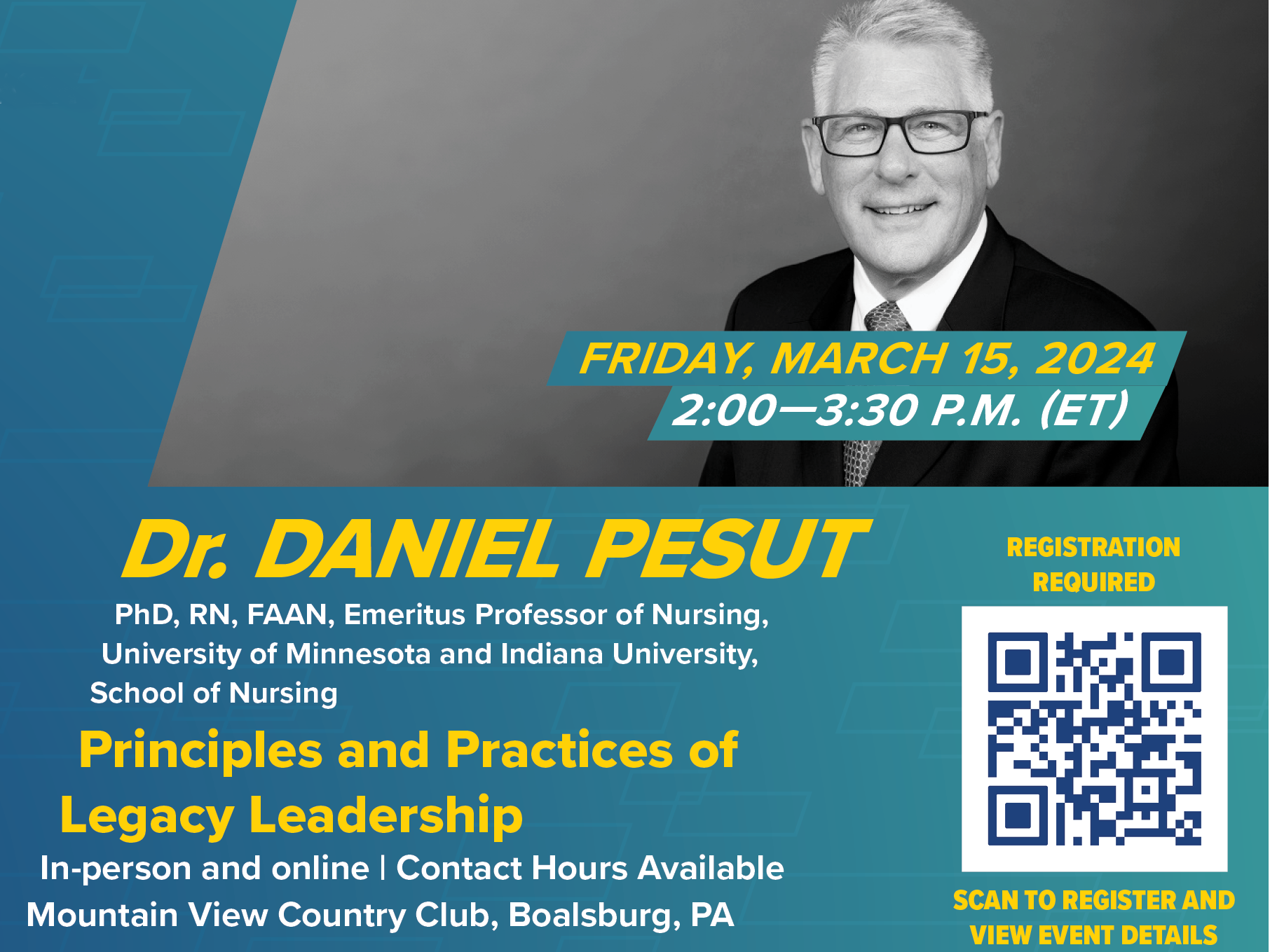 WE LEAD Speaker Series Flyer featuring Daniel Pesut