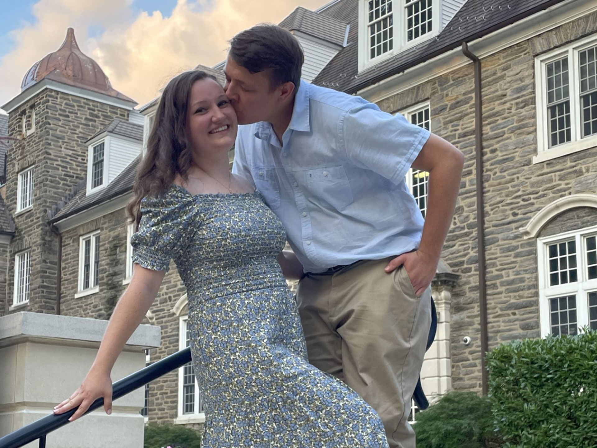 Aly Mullen and Jimmy Link outside of the Sutherland Building at Penn State Abington