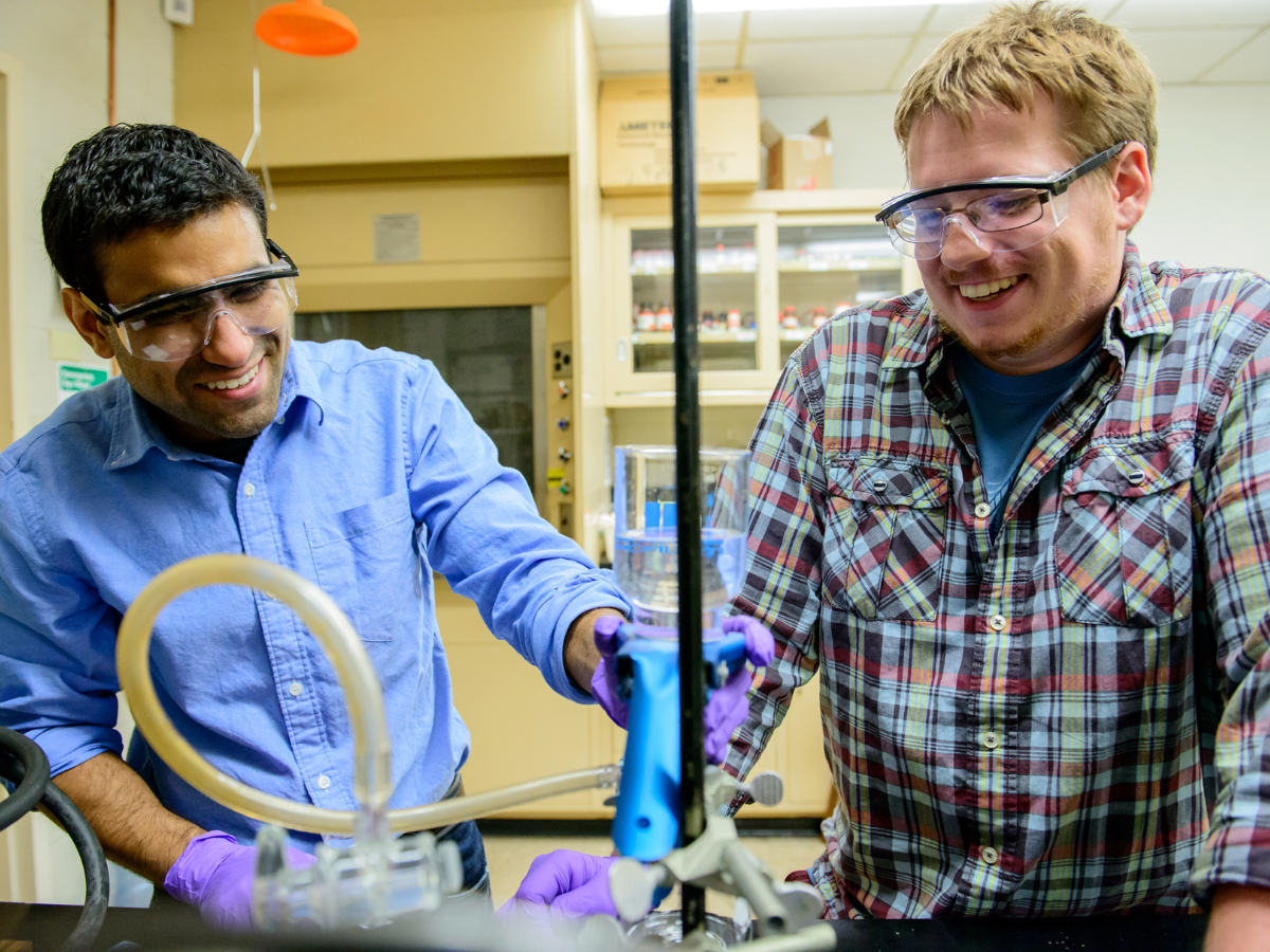 Two researchers in a lab setting