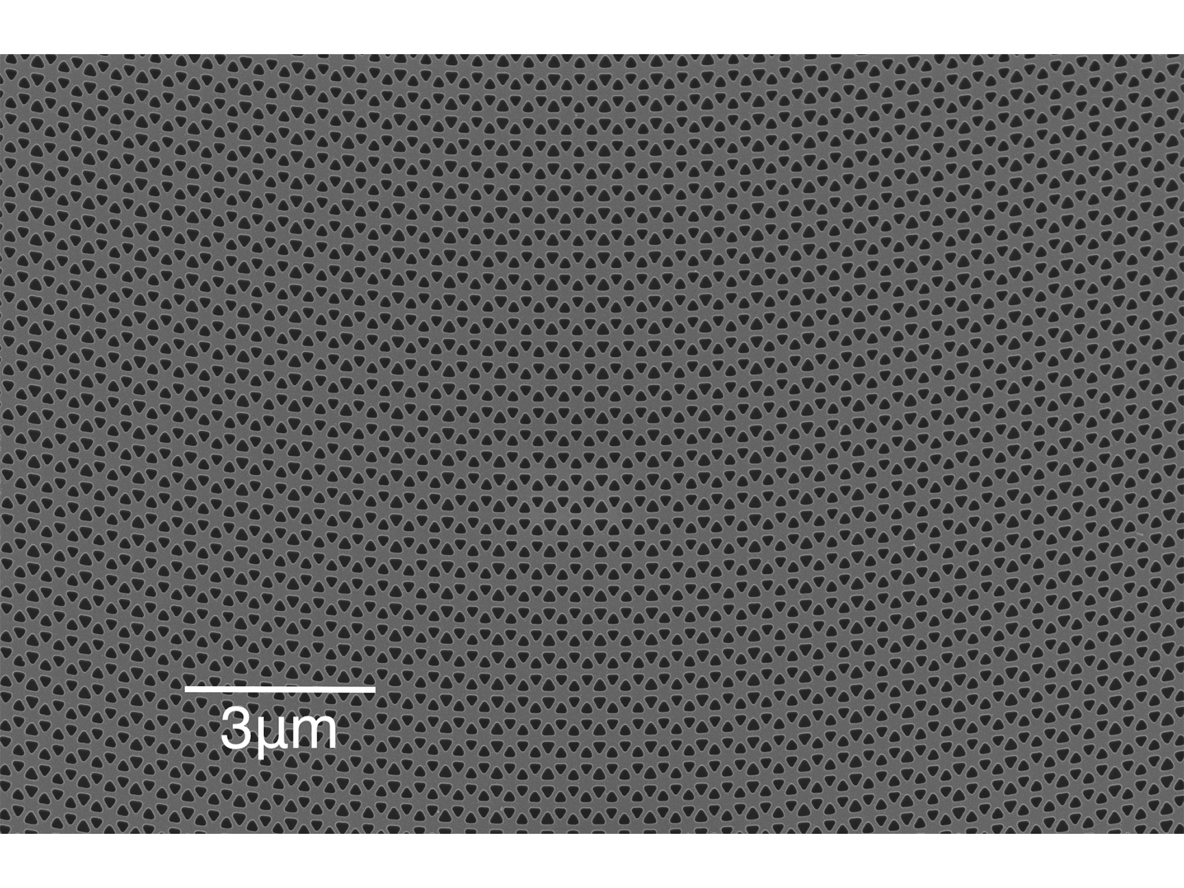 Scanning electron microscope image of a ‘strained’ photonic crystal