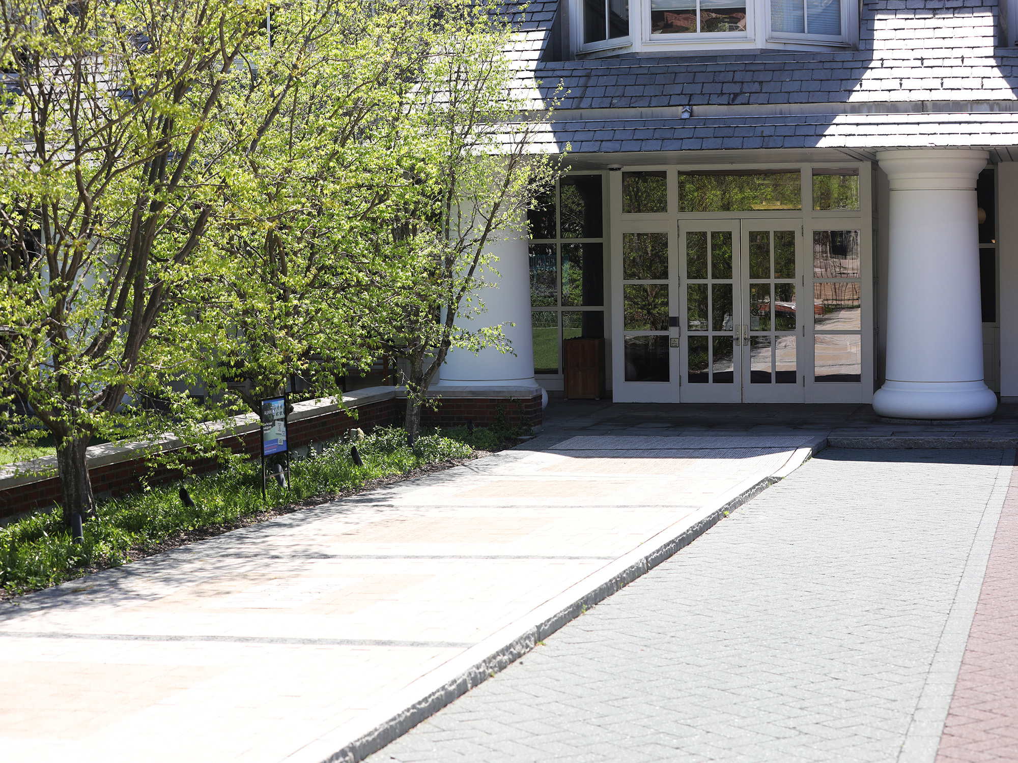 Alumni Plaza pathway in front of Alumni Center