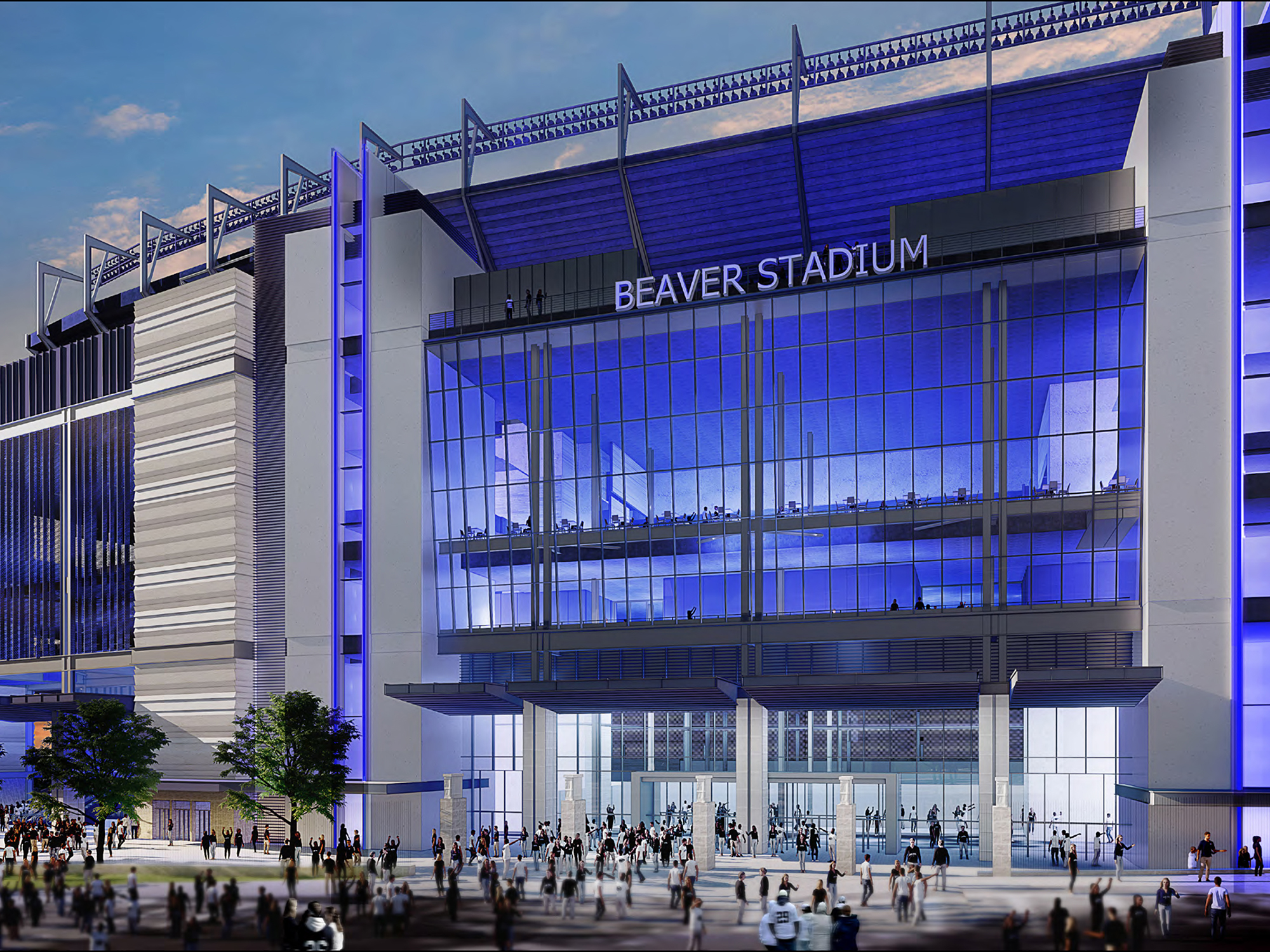 A mockup rendering of a renovated Beaver Stadium.