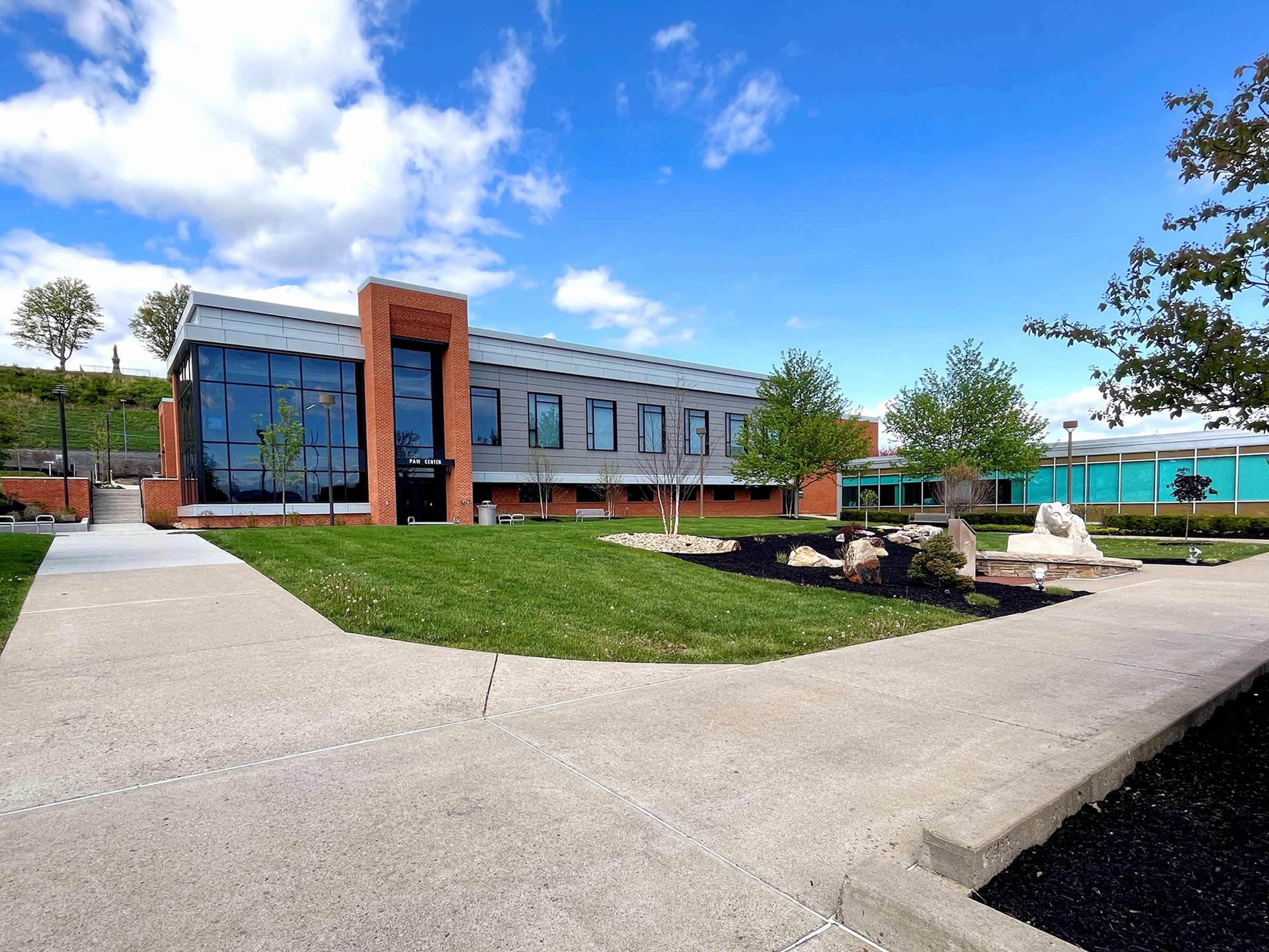 The PAW Center and the Lion Shrine on the campus of Penn State DuBois.