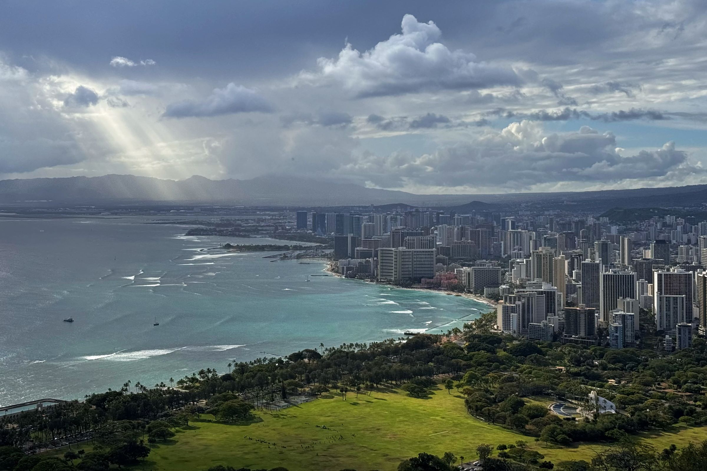 drone shot of oahu hawaii