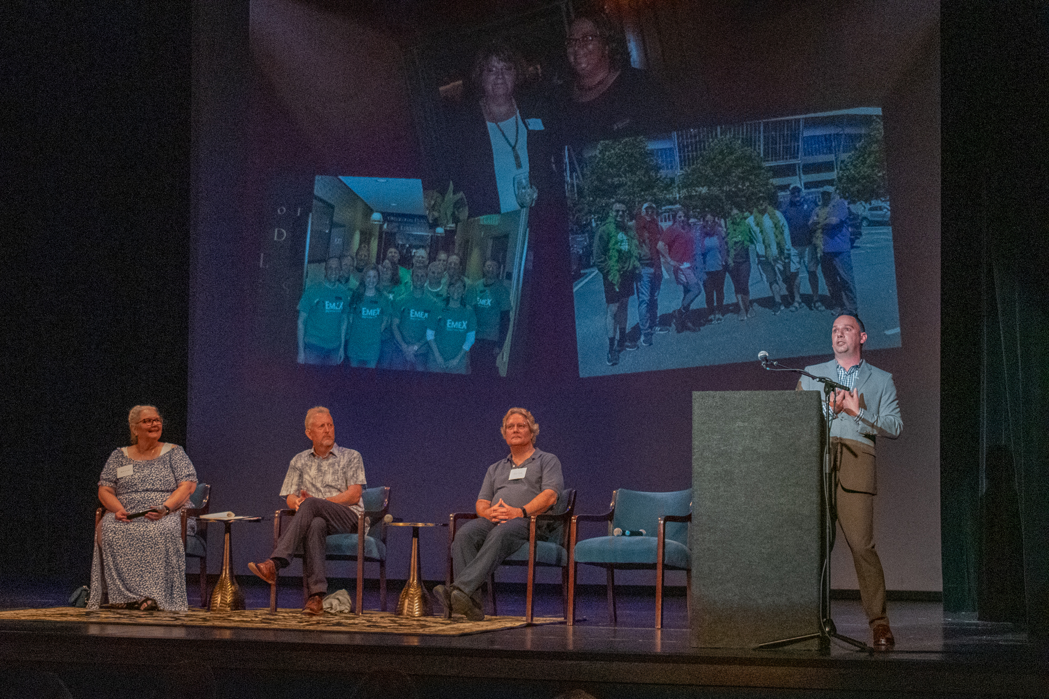 Four people on a stage