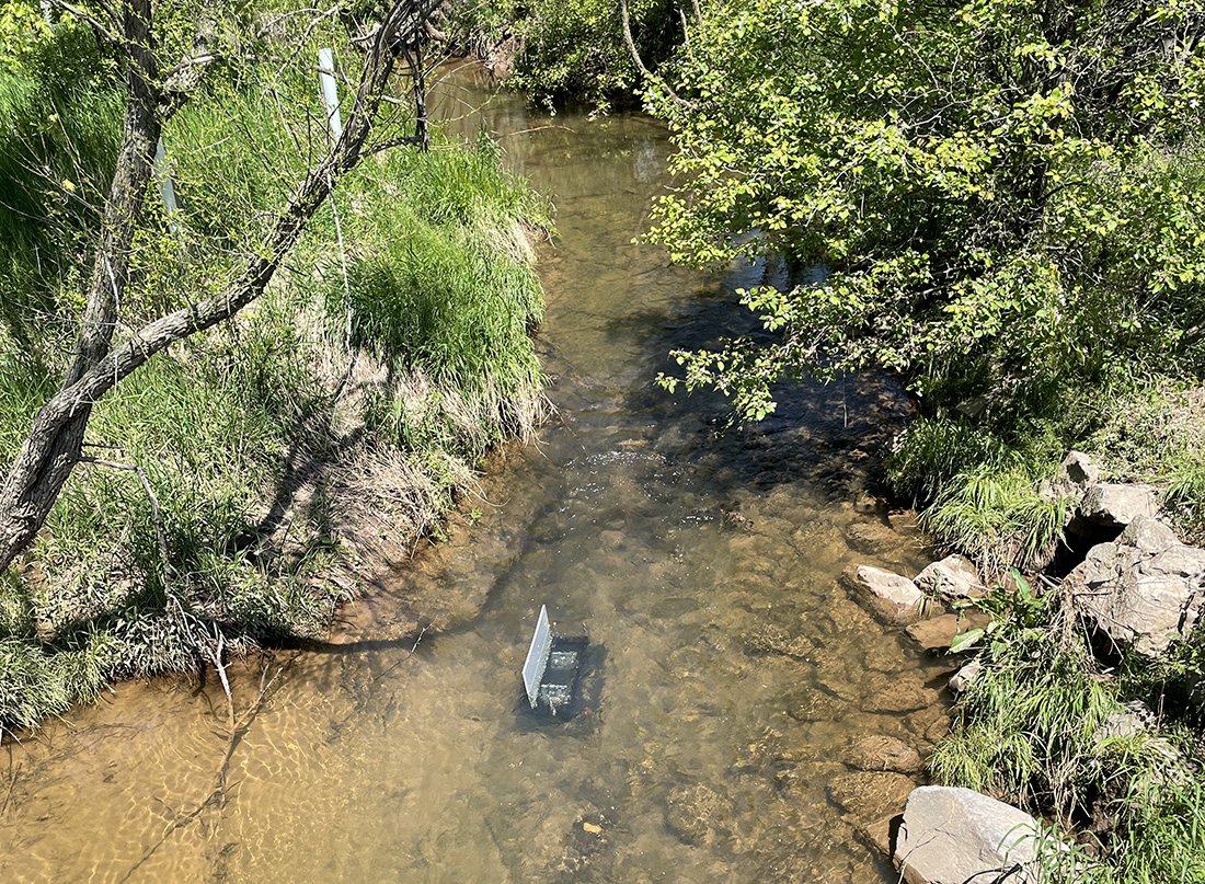 device in streambed