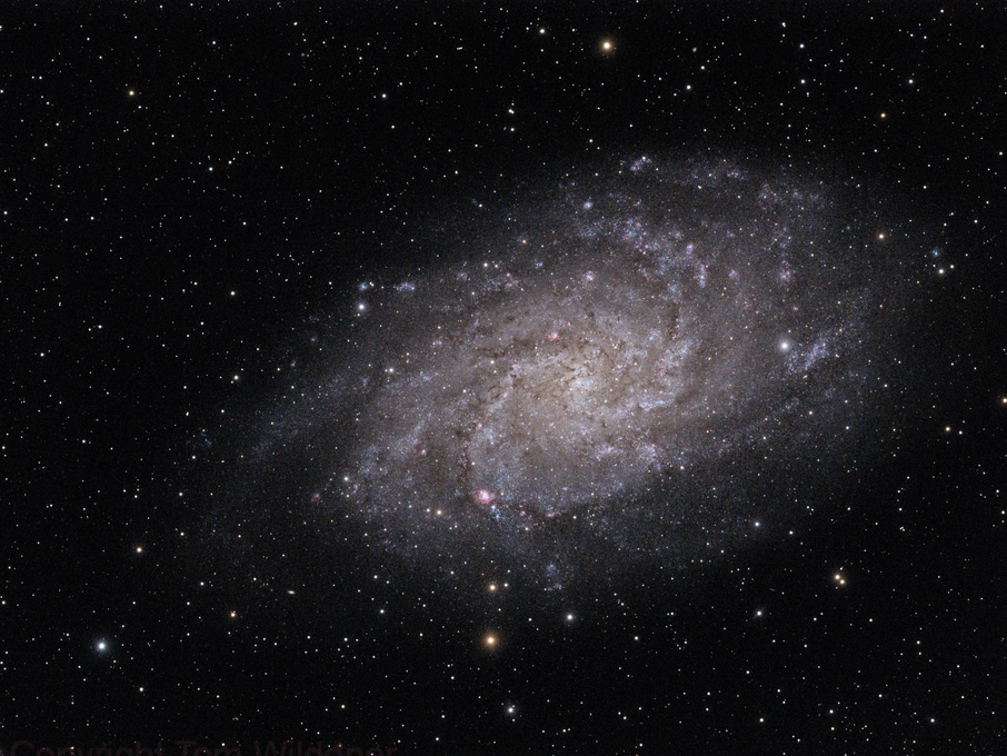 An image of a galaxy as seen through a telescope