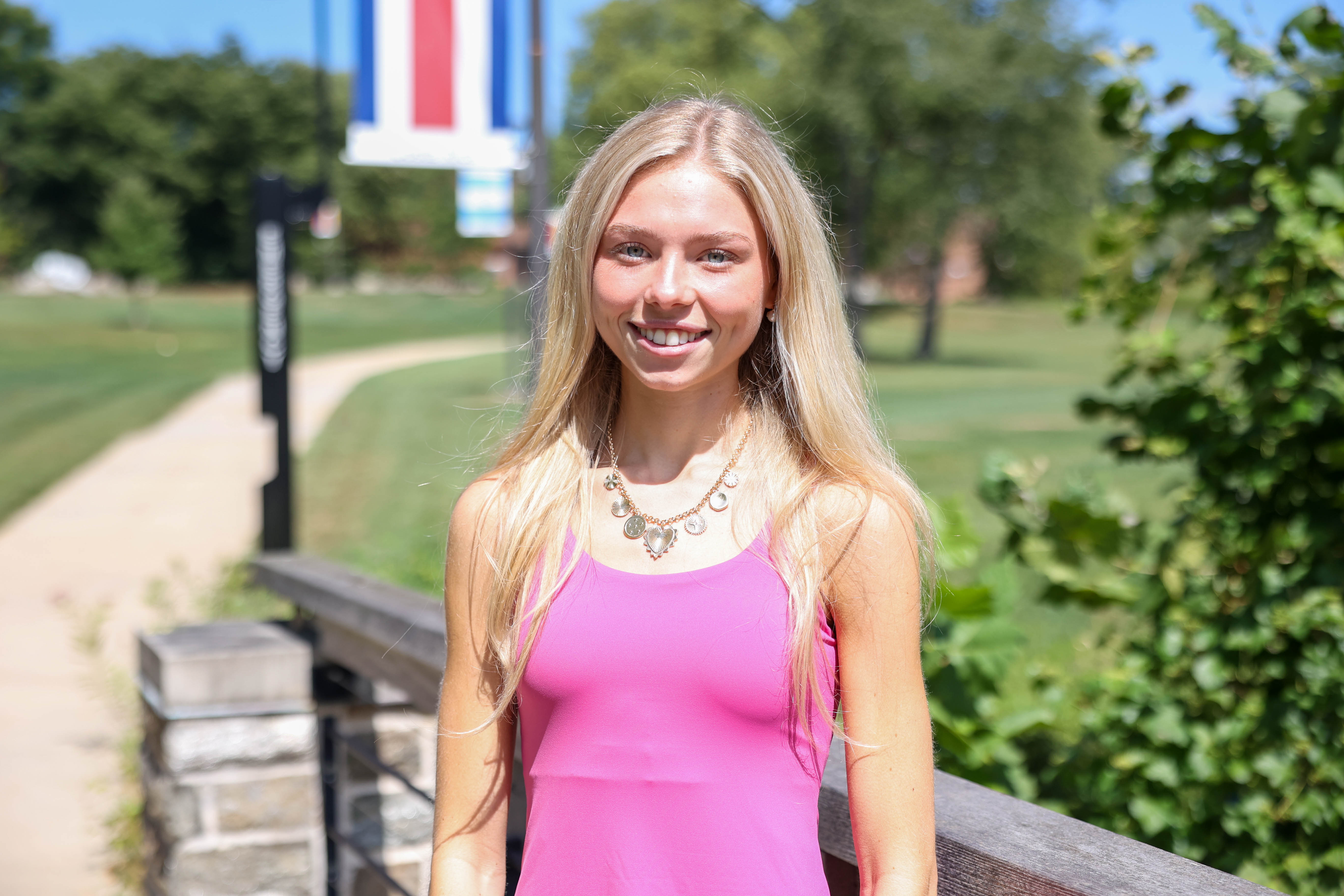 A female student standing on the Brandywine campus.