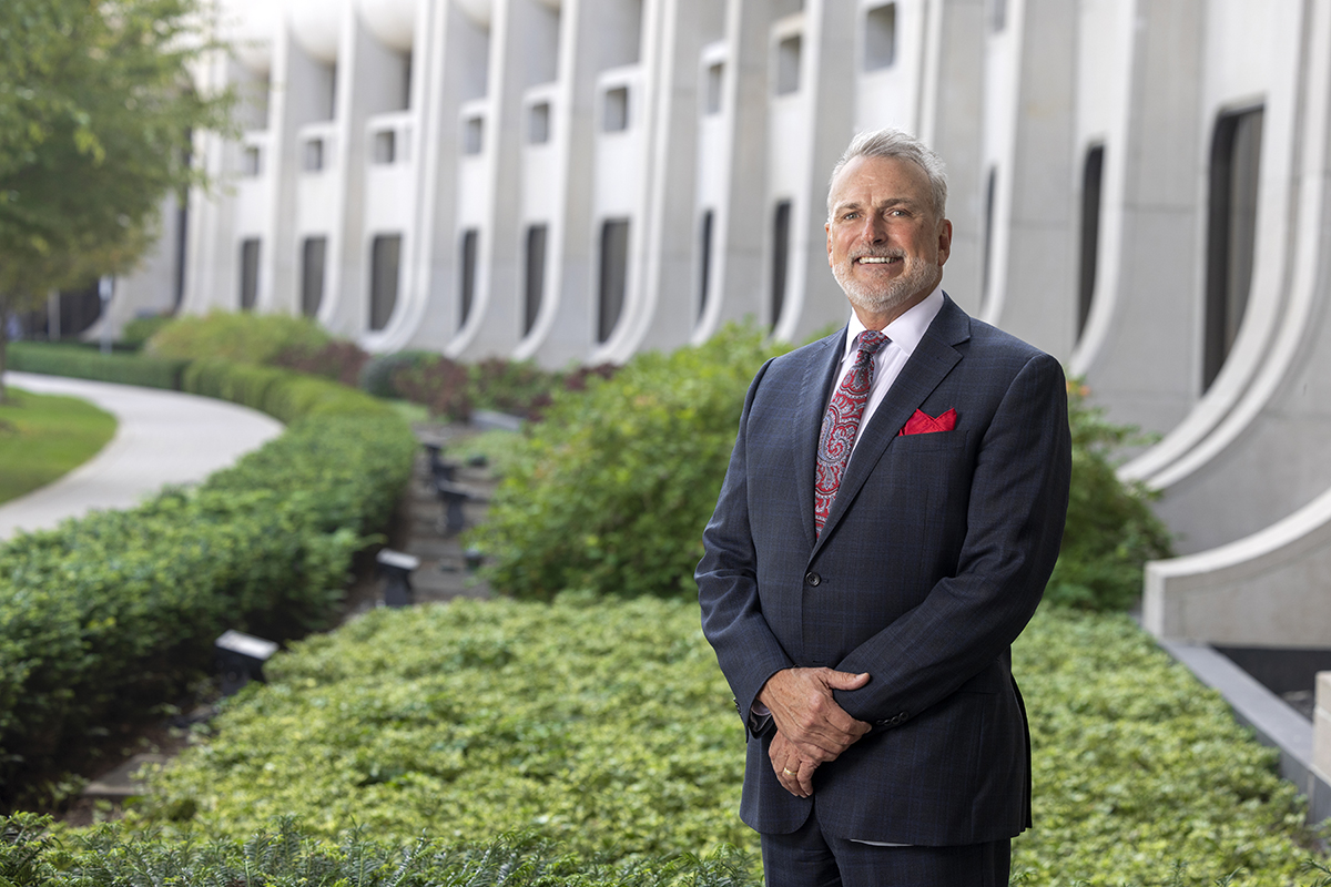 Kent Vrana poses for a portait in front of Penn State College of Medicine