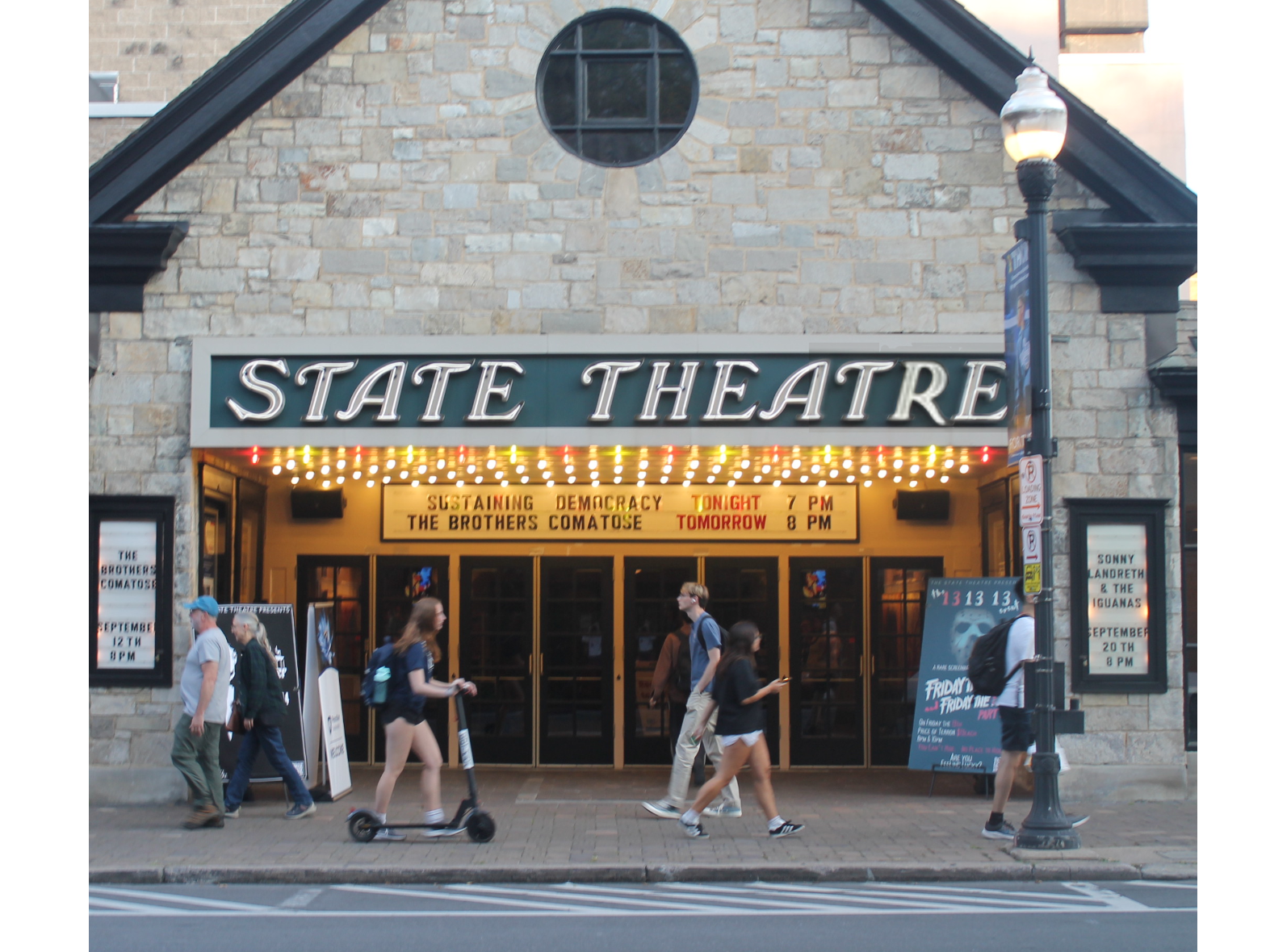 Exterior image of the front entrance to the State Theatre in State College