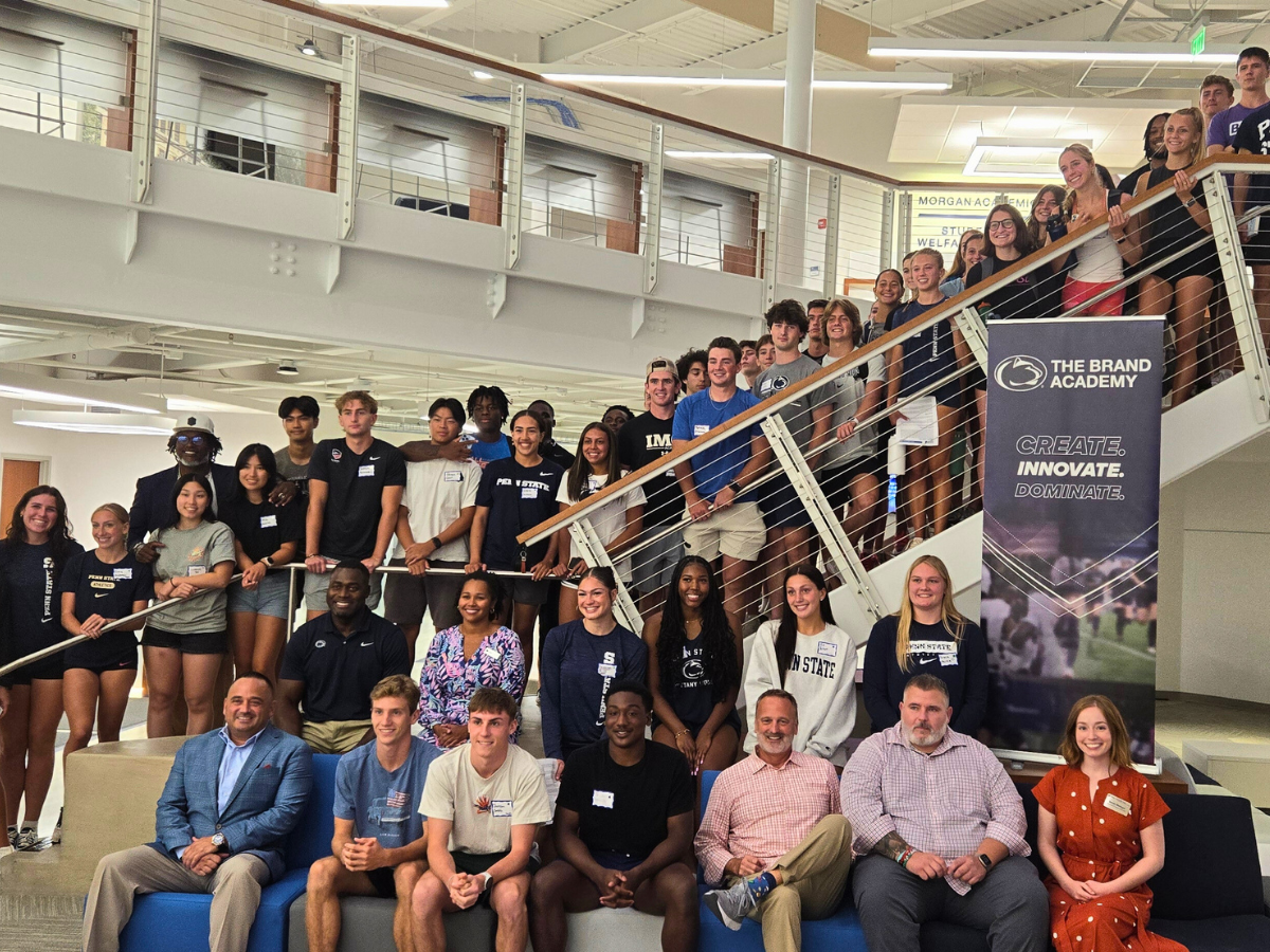 Student-athletes and speakers gather for a group photo at The Brand Academy Summit