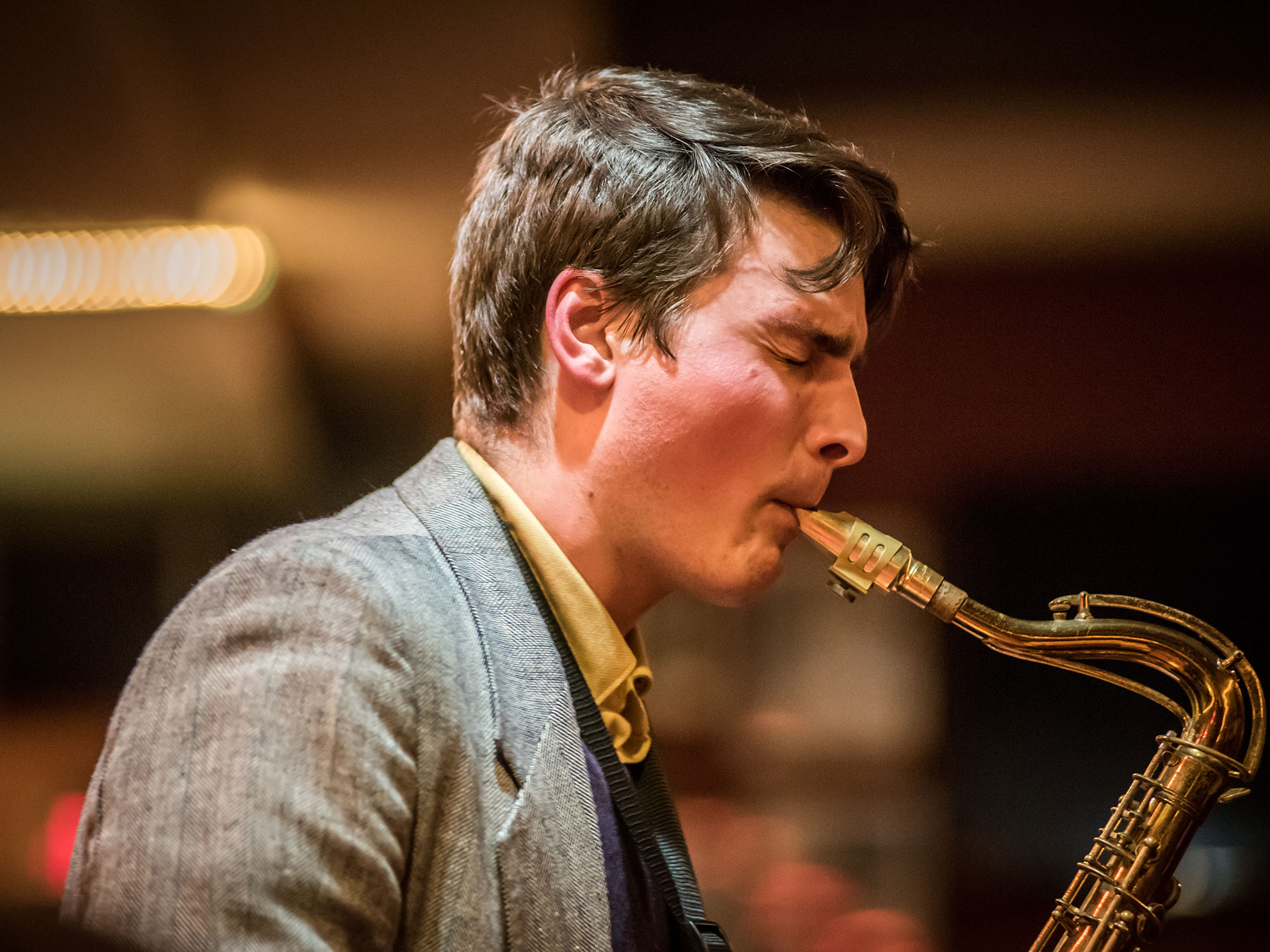 Man playing a saxophone