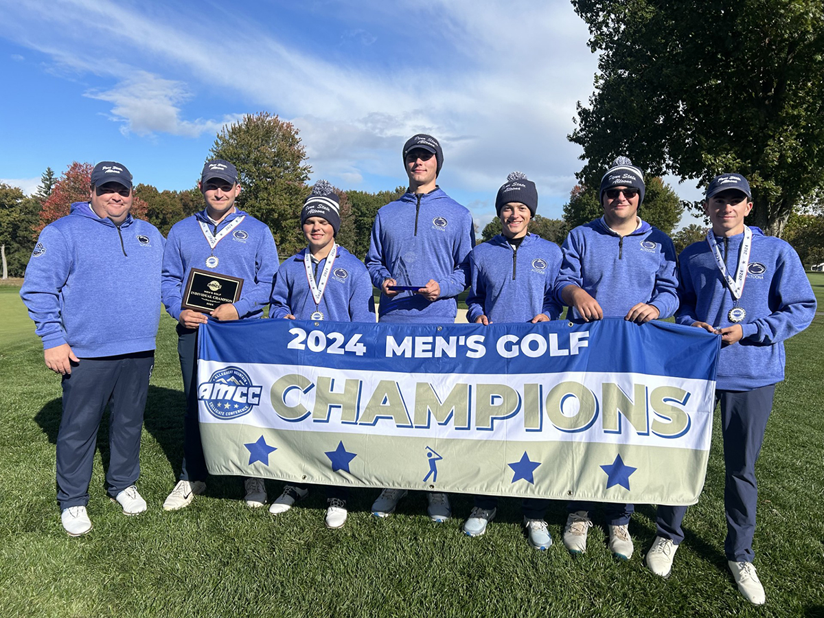 Penn State Altoona's champion men's golf team poses for a picture