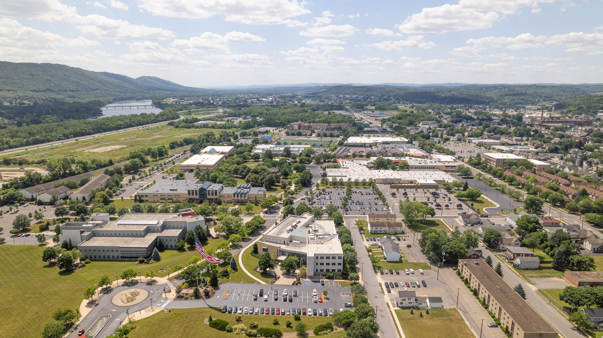 An aerial view of the Penn College campus