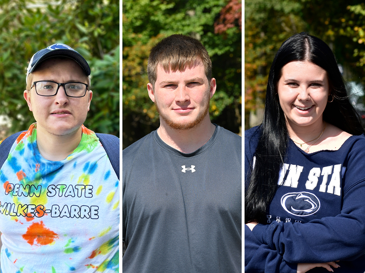 Three student headshots placed side by side