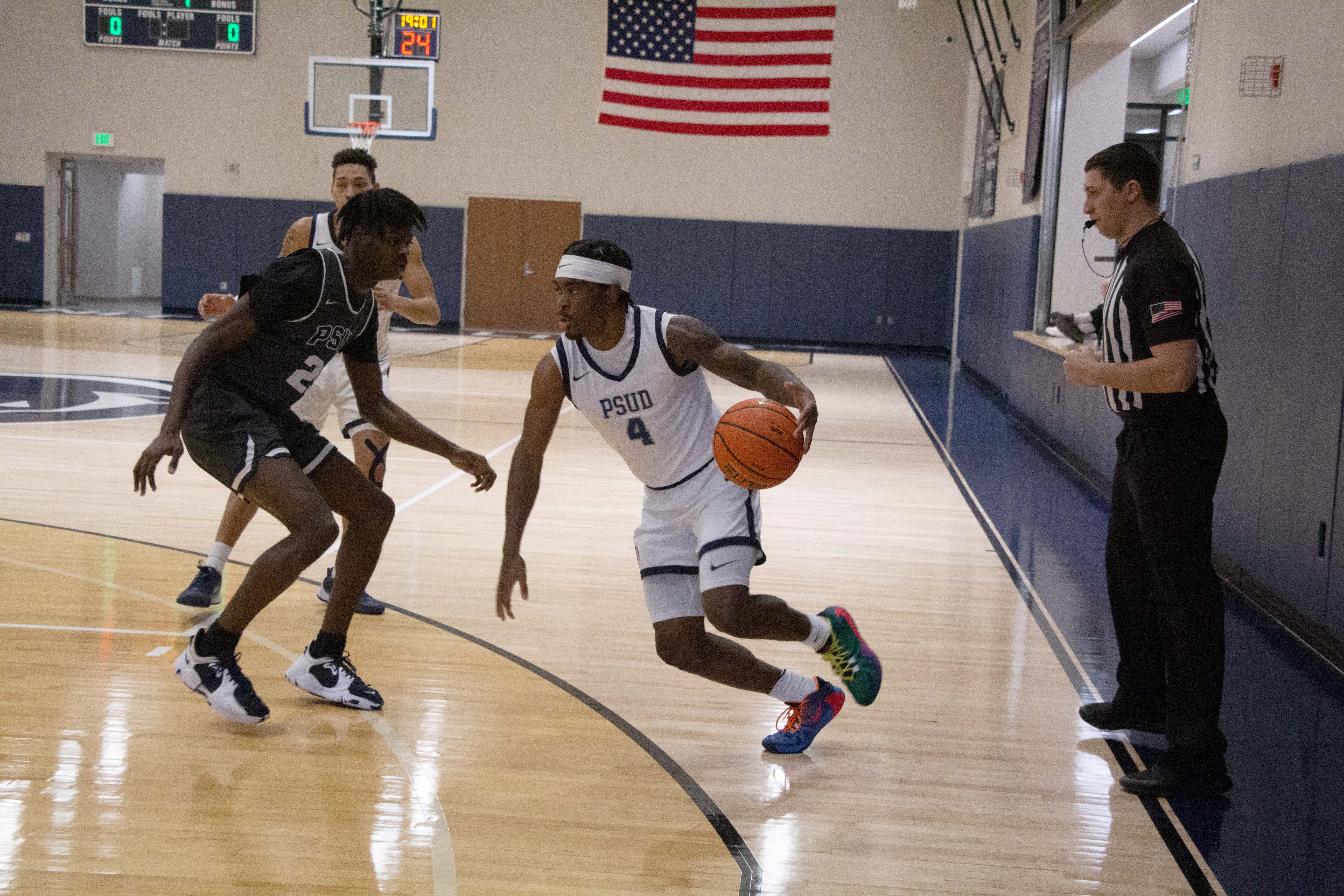 Penn State DuBois senior guard Jadon Myers begins his drive to the hoop during a home basketball game last season at the PAW Center, on the campus of Penn State DuBois.