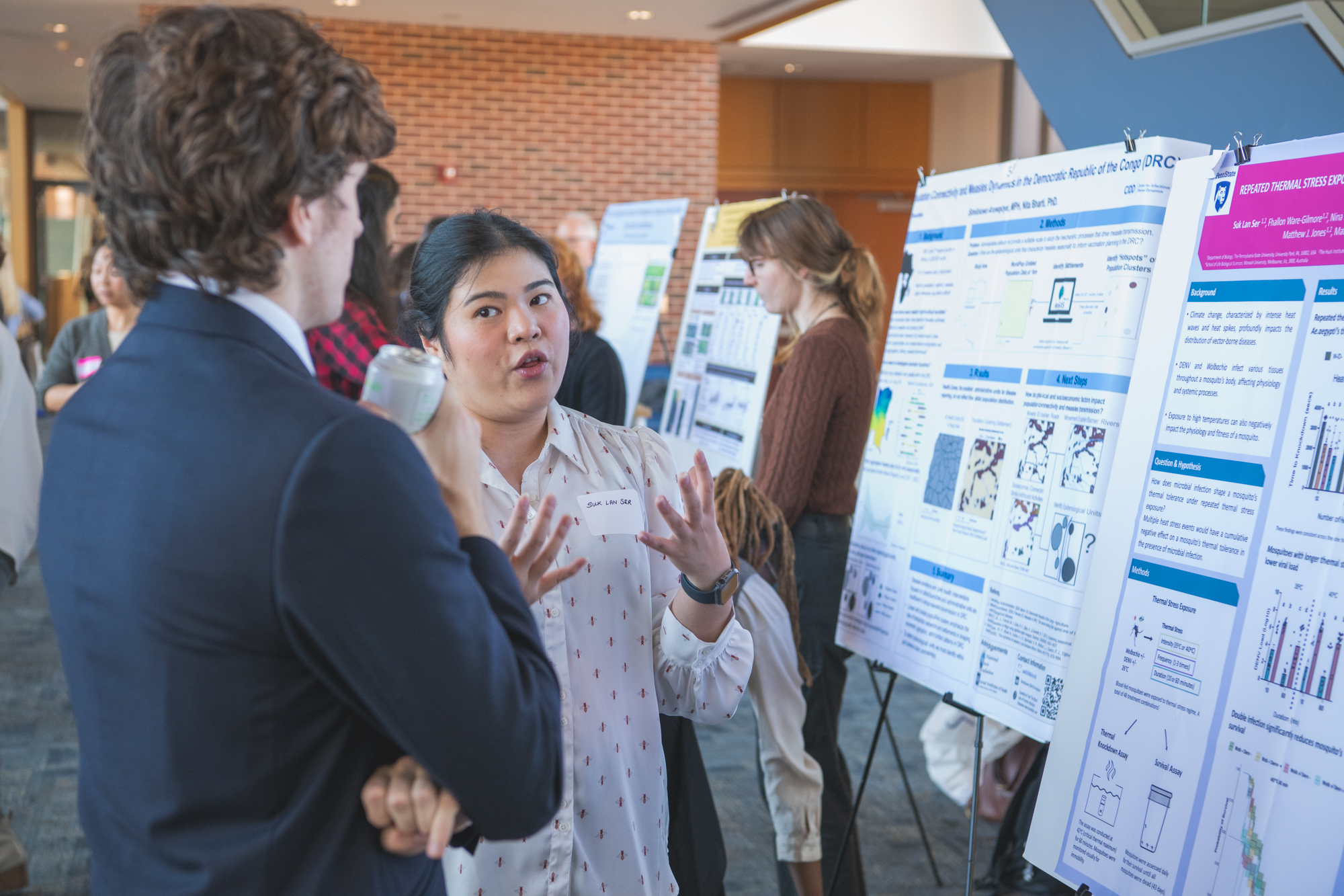 Suk Lan Ser, winner of the first-place graduate poster prize, presents her research at the Biology and Ecology Student Research Showcase on Nov. 1, 2024.