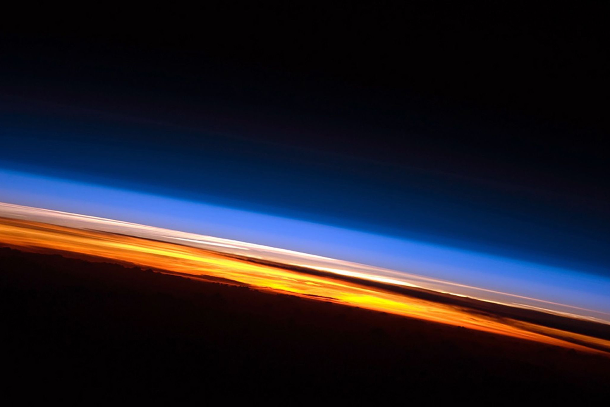 Sunset on the Indian Ocean as seen by astronauts aboard the International Space Station (ISS).