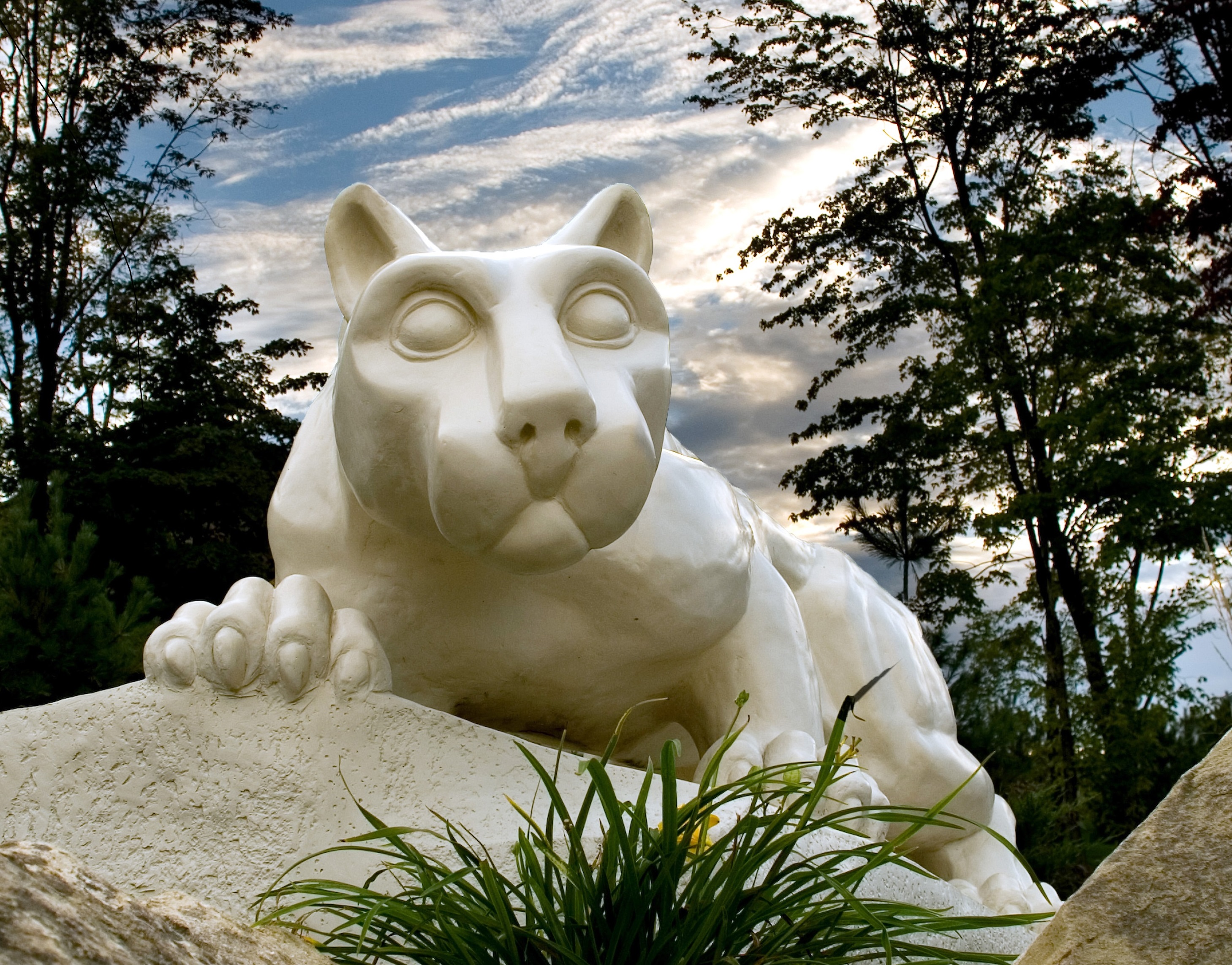 A close-up of Penn State Behrend's Nittany Lion shrine