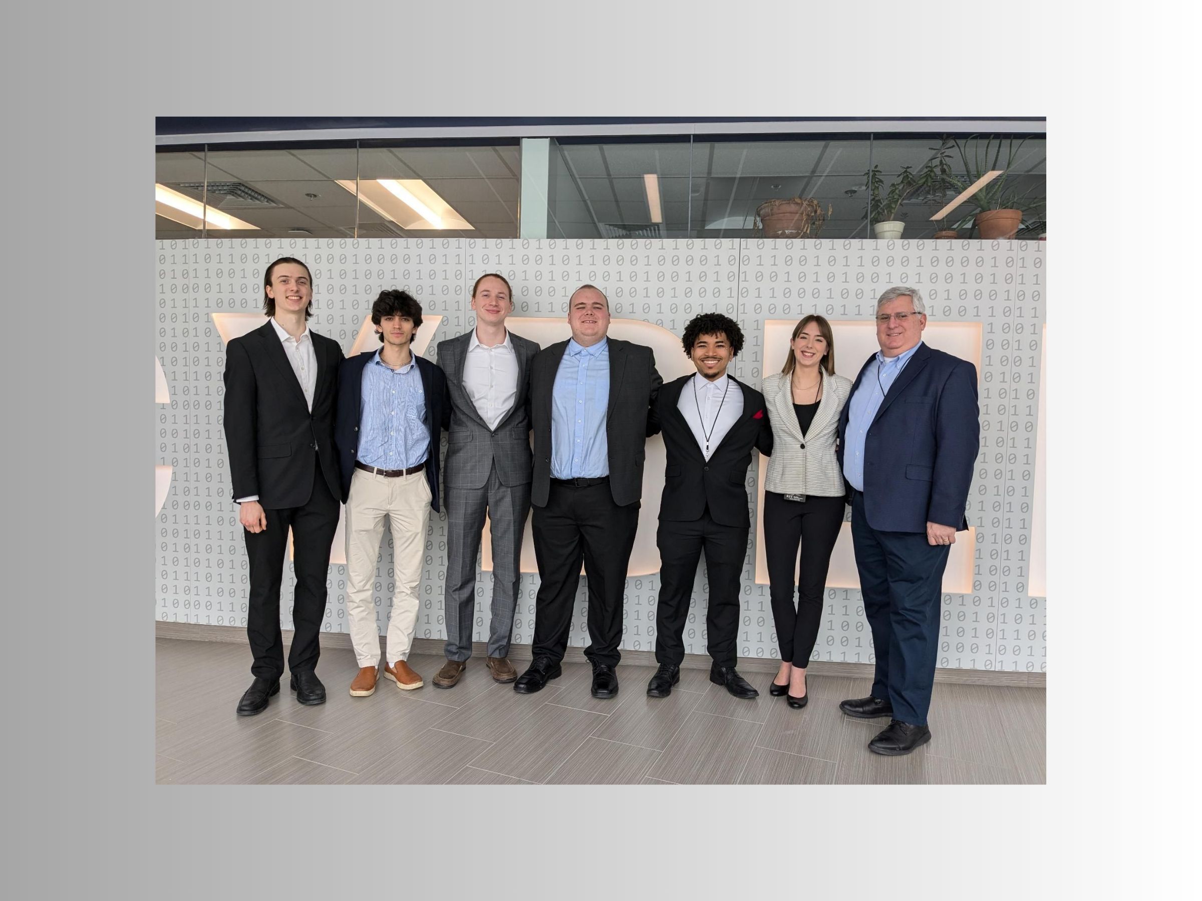 group of college students in business attire 