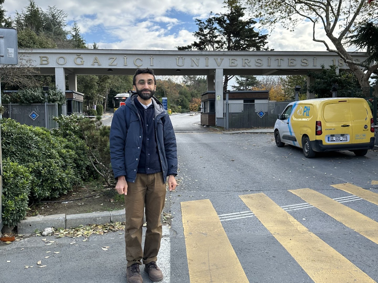 Faisal Husain stands outside university in Istanbul. 