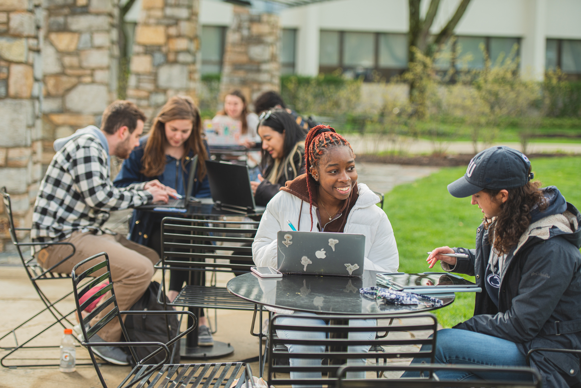 students gathered on campus