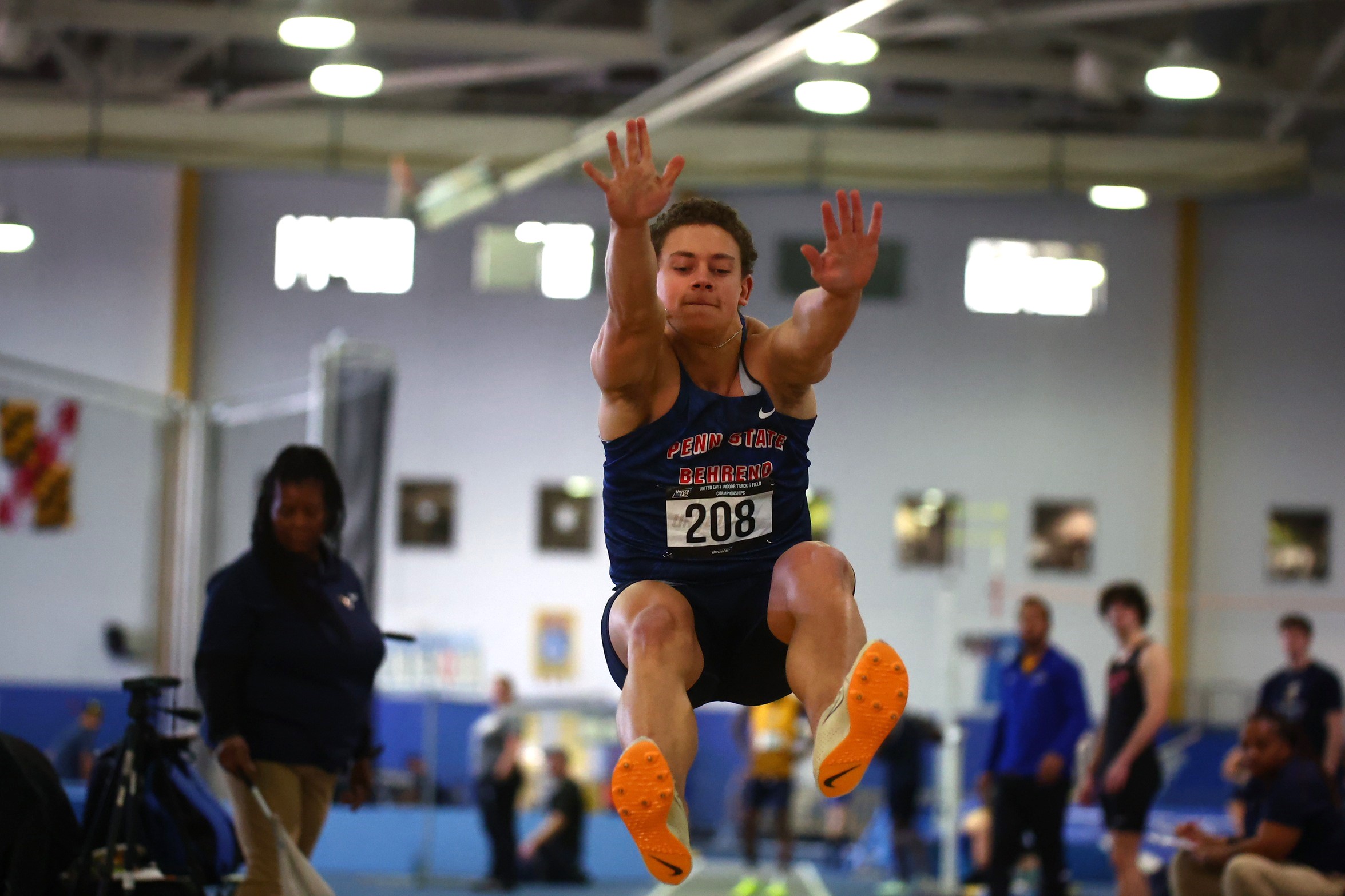 Penn State Behrend track-and-field athlete Brandon Konieczki competes in the long jump.