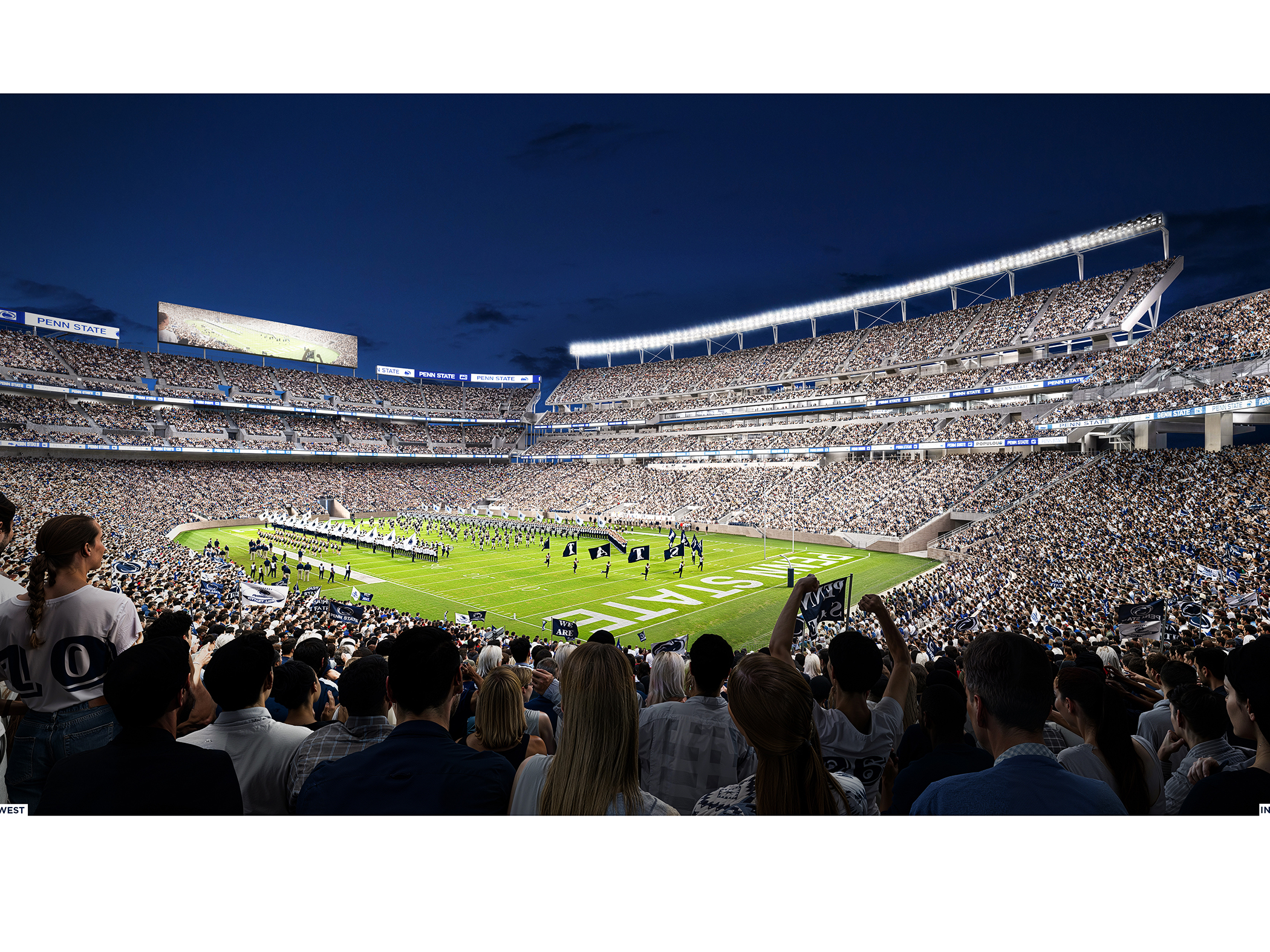 A wide angle shot of the interior of the proposed Beaver Stadium changes