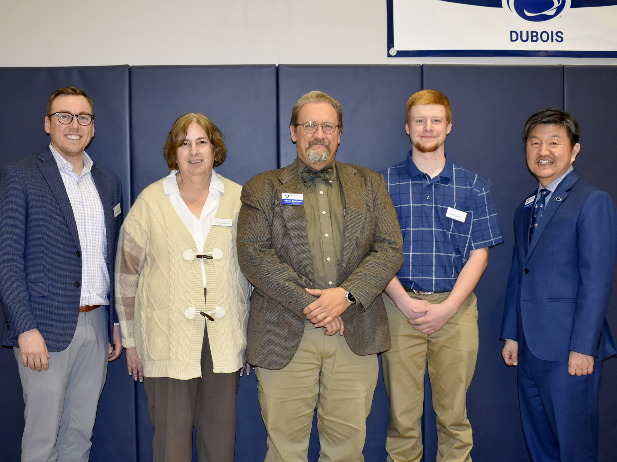 Speakers from the scholarship luncheon at Penn State DuBois. From left to right, Alex Gasbarre, Cristina Delaney, Tharren Thompson, Noah Gibble and Jungwoo Ryoo.